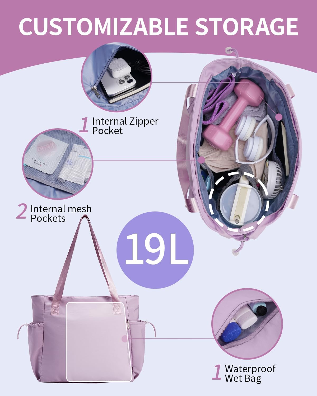 sportsnew Yoga Mat Bag Tote Yoga Gym Bags For Women Men with Waterproof Wet Pocket & Hook-and-loop, Quick Access Storage Yoga Mat Bag Carrier - Image 5