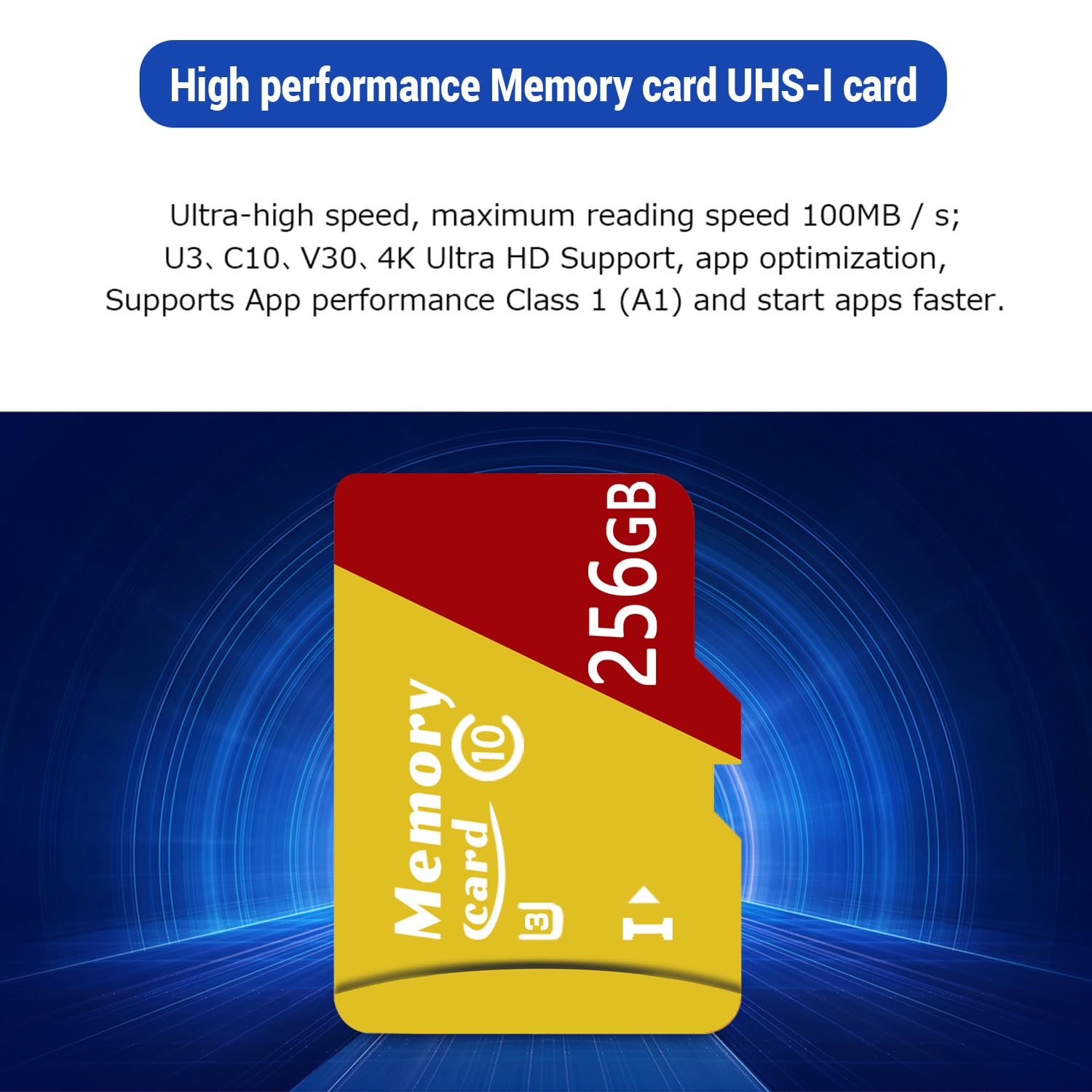 Carte mémoire Micro + Adaptateur, Carte Micro 256Go avec A2 pour Smartphones, Drones, V30, Jusqu’à 100 MB/S, UHS-I, 4k, V30, A2, U3 -ZE256Go