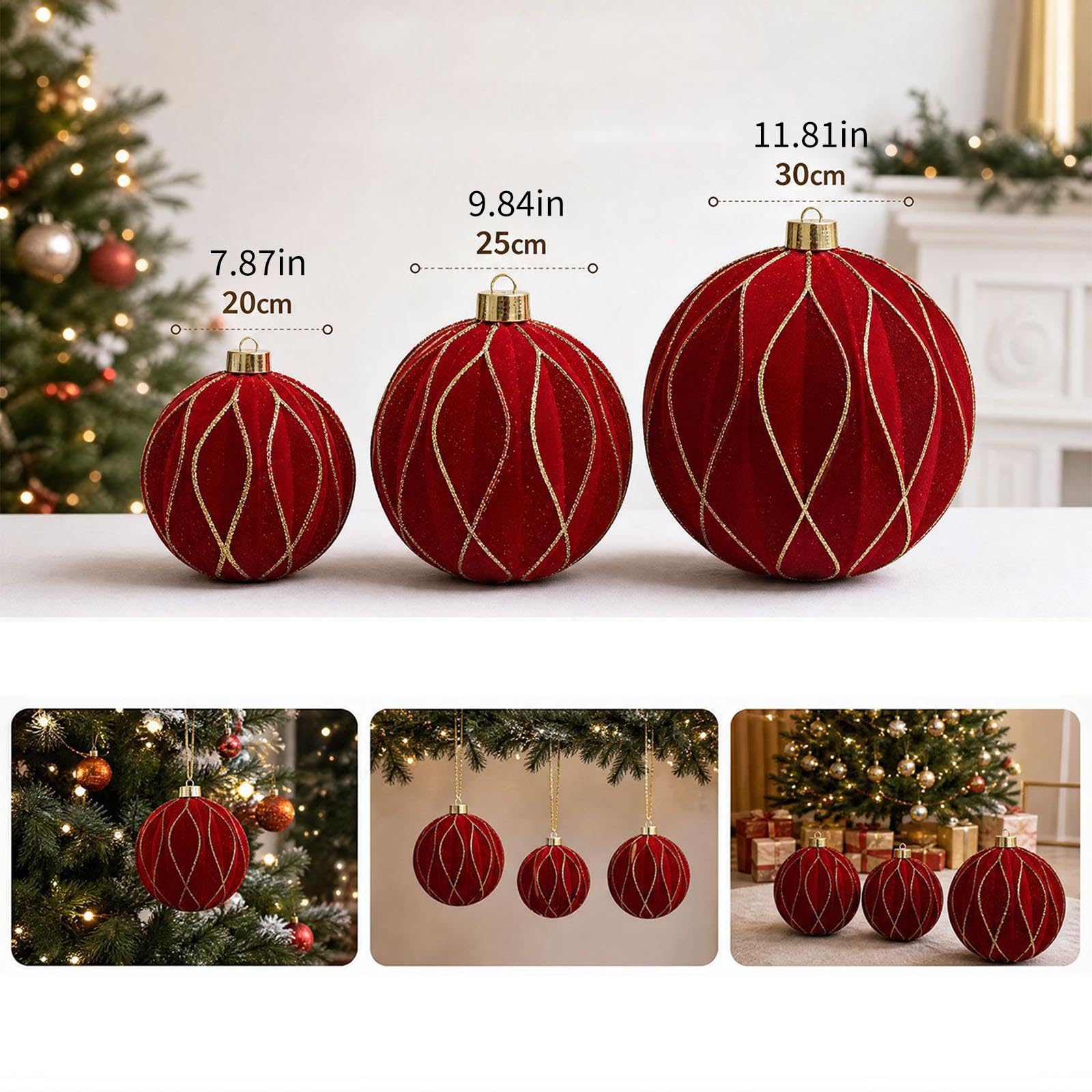 Boule de Noël veloutée à imprimé Scintillant, Boules de Noël en plastomère incassables pour Manteaux d ' Arbre, décoration de Porte, Globes de terrasse de Vacances
