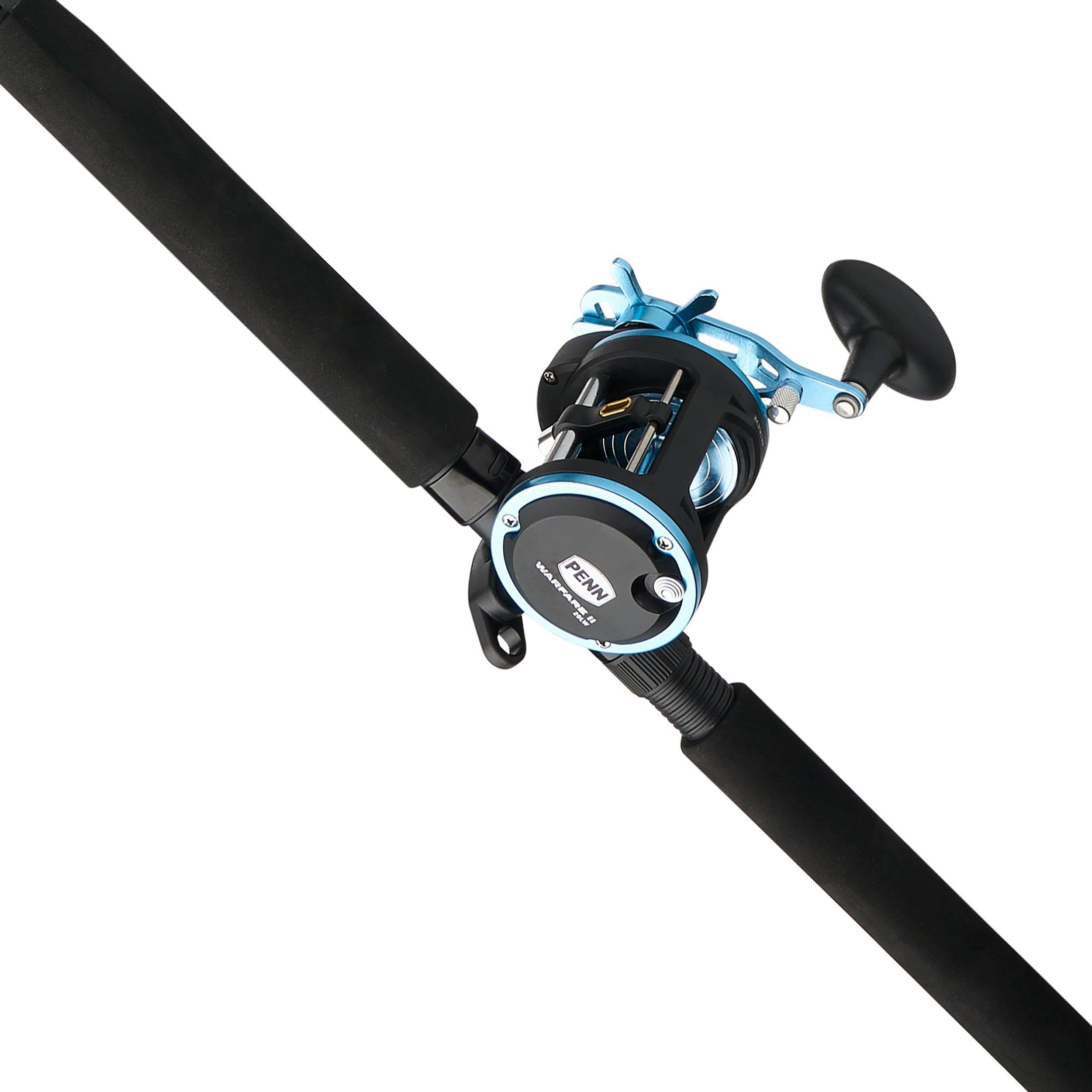 Penn 6'6" Warfare Level Wind Fishing Rod and Reel Conventional Combo, 1-Piece Tubular Fiberglass Fishing Rod with 20 Reel, Durable, Break Resistant and Lightweight