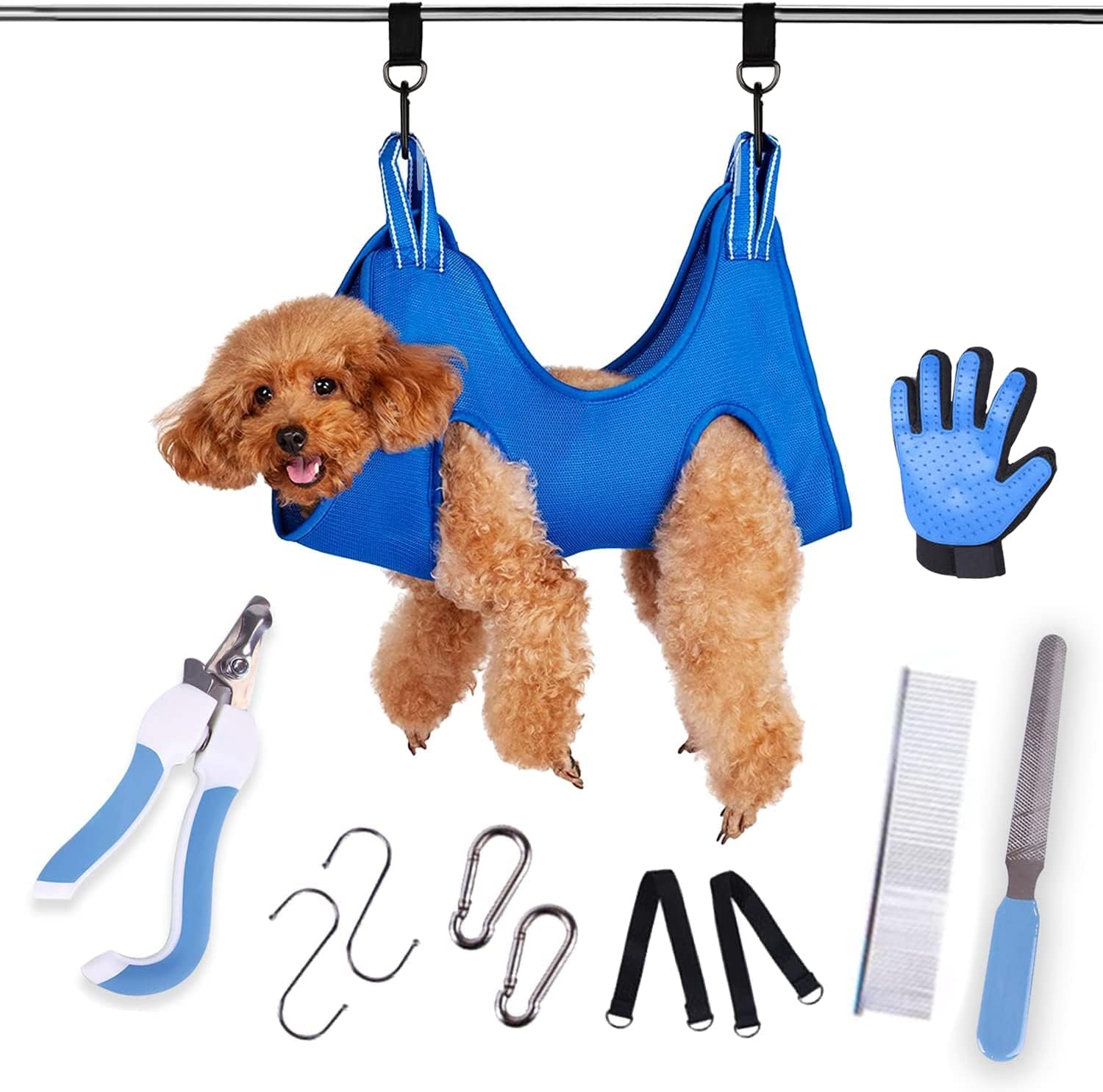 Dog Grooming Hammock by Dogstuff – Pet Grooming Hammock for Dogs – Dog Restraint for Nail Clipping, Nail Trimming, Combing – Included…