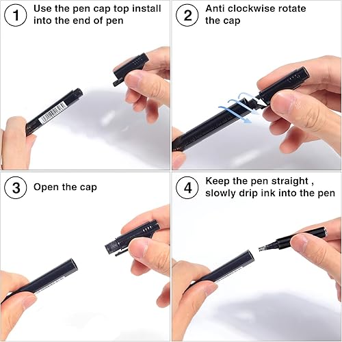 Miniatura 7 de SAYEEC Bolígrafos de caligrafía, paquete de 6 bolígrafos recargables de tinta negra para letras, 4 tamaños, juego de marcadores de caligrafía para