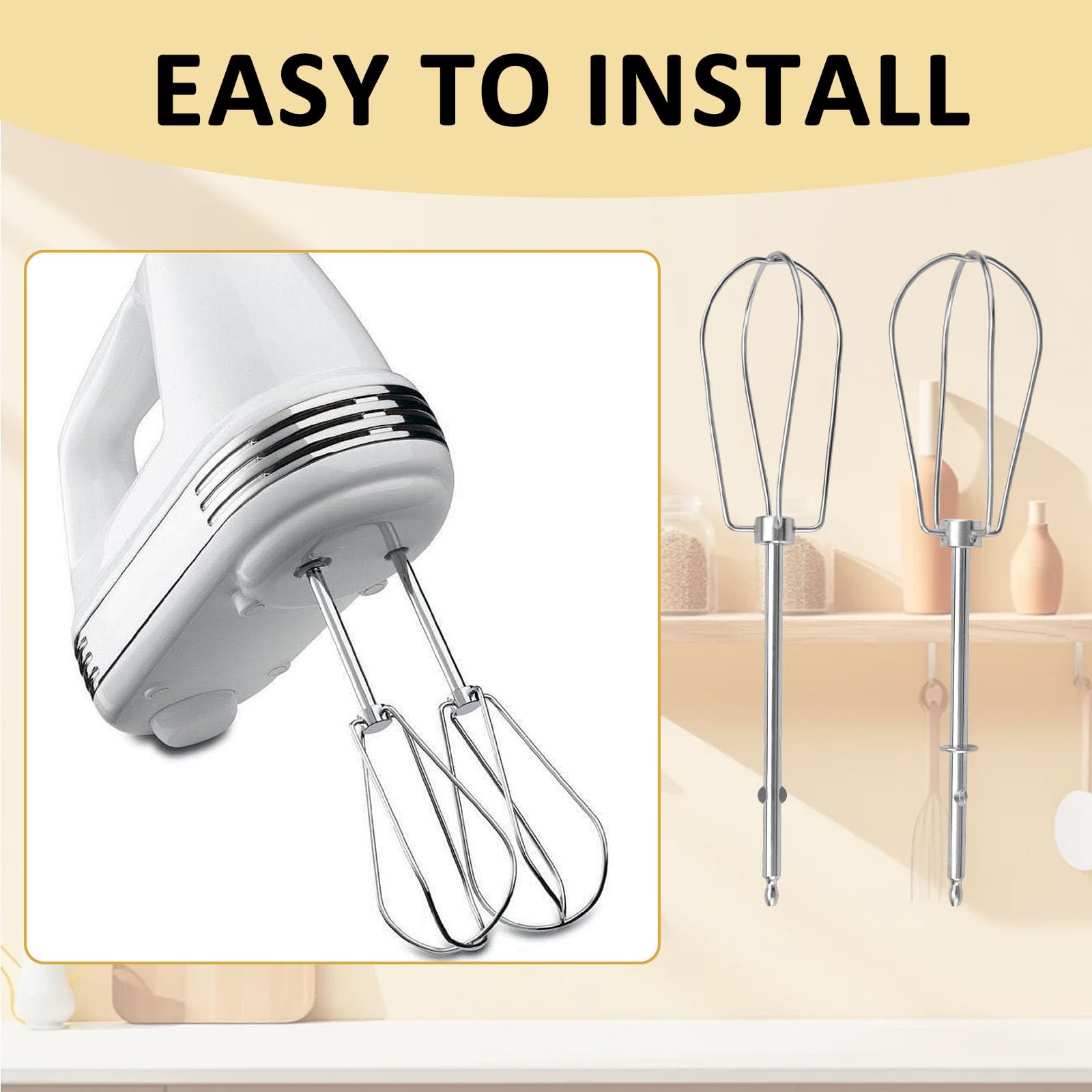 2 Stück Rührstäbe für Handmixer,Rührbesen für Handmixer,Ersatz Schneebesen,Ersatz Edelstahl Schneebesen Zubehör,Schlagbesen Handrührer für Küchenmaschine,Universelles Schneebesen Zubehör