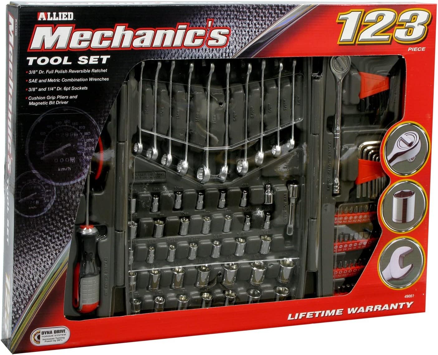 Allied Tools 49051 123Piece Mechanics Tool Set Hand Tool Sets