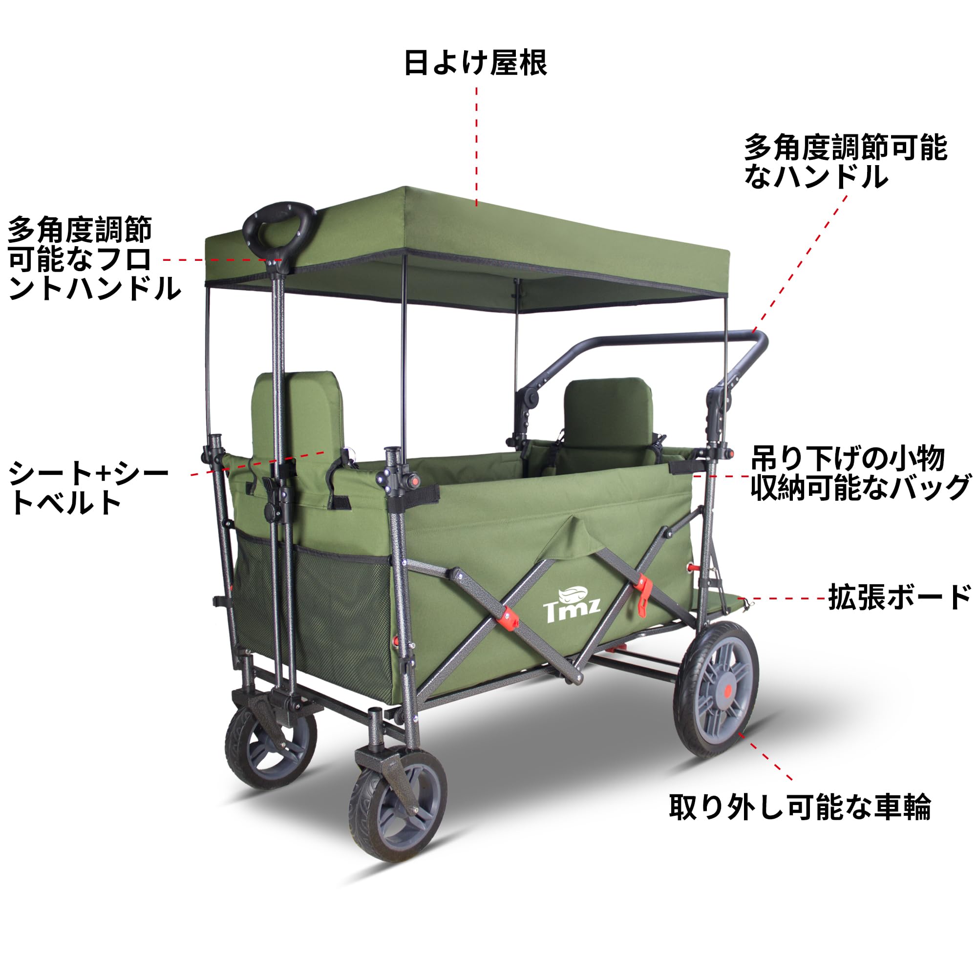 Amazon.co.jp: TMZ キャリーワゴン 折りたたみ式 アウトドアワゴン