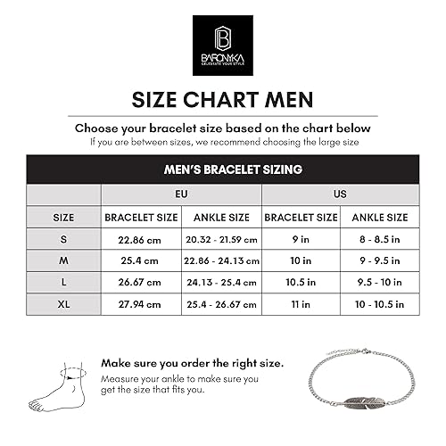 Miniatura 6 de Baronyka Men's Handcrafted Anklet, Wax Cord, Stainless Steel, Adjustable Length, Durable for Everyday Wear and Modern Look (Silver Chain)