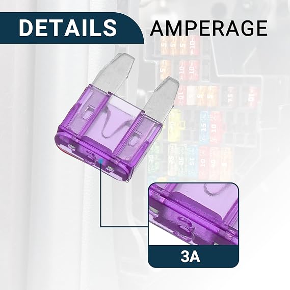 F FIERCE CYCLE Car Fuse Blade Style Fuses 3A Mini Fuse Durable Short Circuit Protection Purple 20Pcs