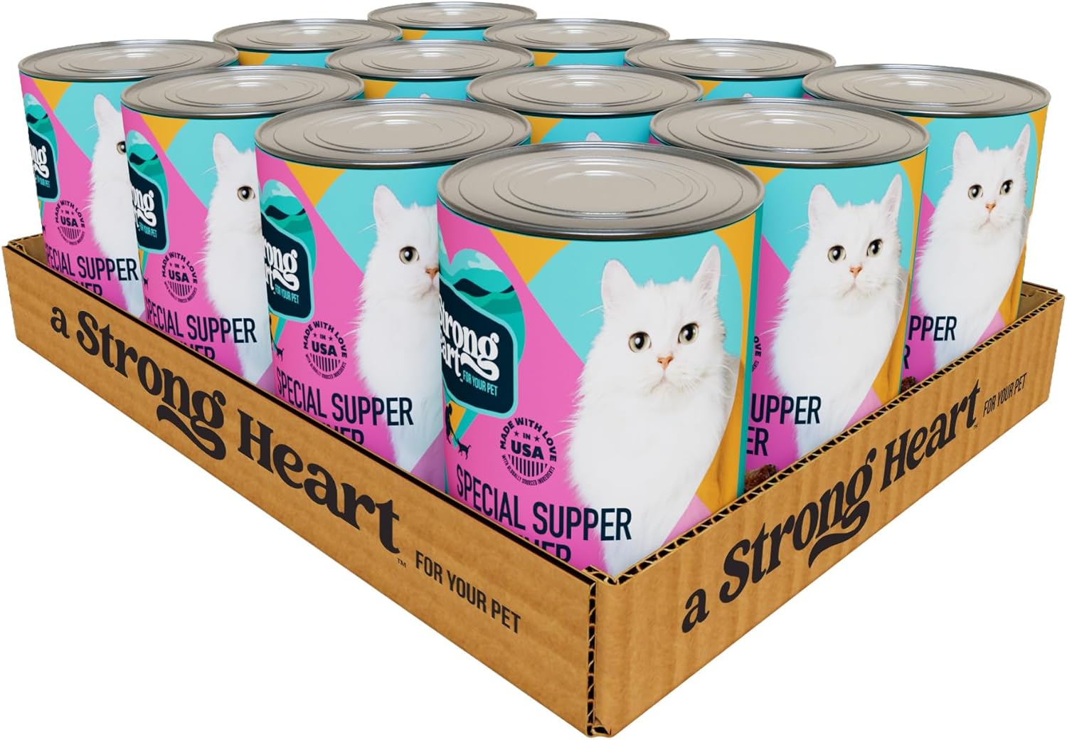 Strongheart Special Supper Dinner Canned Wet Cat Food Pate, Real Turkey & Ocean Whitefish, 13.2oz Cans (12 Pack), Made in USA