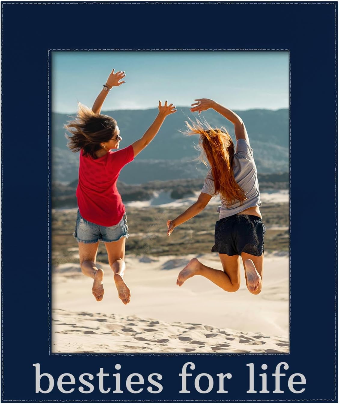 ThisWear Sentimental Photo Frame Besties For Life 8x10 Leatherette Photo Frame Grey