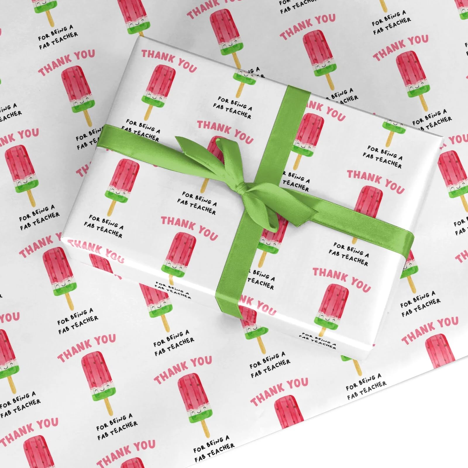 Thank You Teacher Wrapping Paper β Gift Wrap with Fab Teacher Appreciation Design β For Women, Men β For Thank You, End of Term β by Dyefor - Large Roll (50cm x 3.6m)