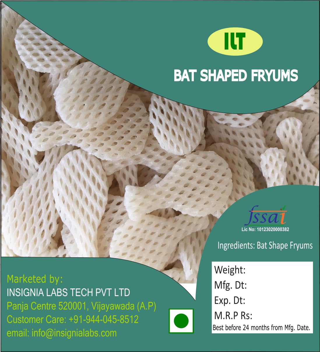 ILTRetail - Bat Shaped Fryums Pack - Grade A Quality (1Kg) - Tennis Bat fryums - Ready to Fry Papad Snacks - Bat Shaped fryums (B0CHFMW9GG) Amazon Price History, Amazon Price Tracker