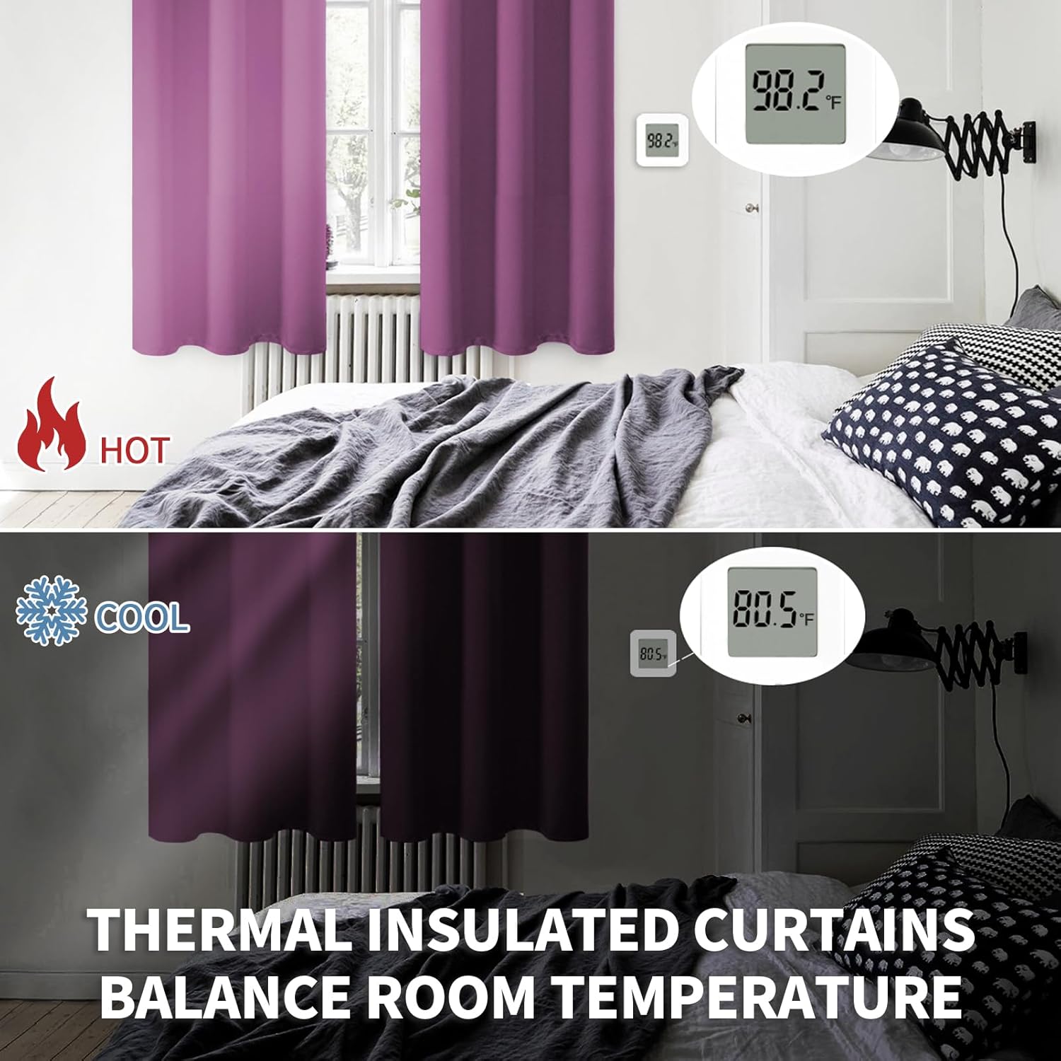 BGment Room Darkening Curtains 63 Inches Long - Grommet Thermal Insulated Drapes Window Treatment Curtains for Bedroom, 2 Panels, 42 x 63 Inch, Eggplant Purple