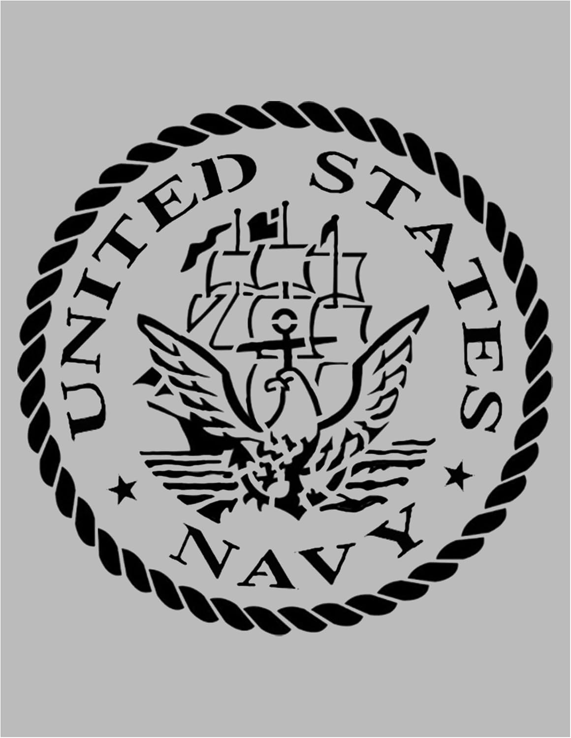 Amazon.com : US United States Navy Rope Circled Eagle and Ship Stencil - Reusable Stencil (8.5 ...