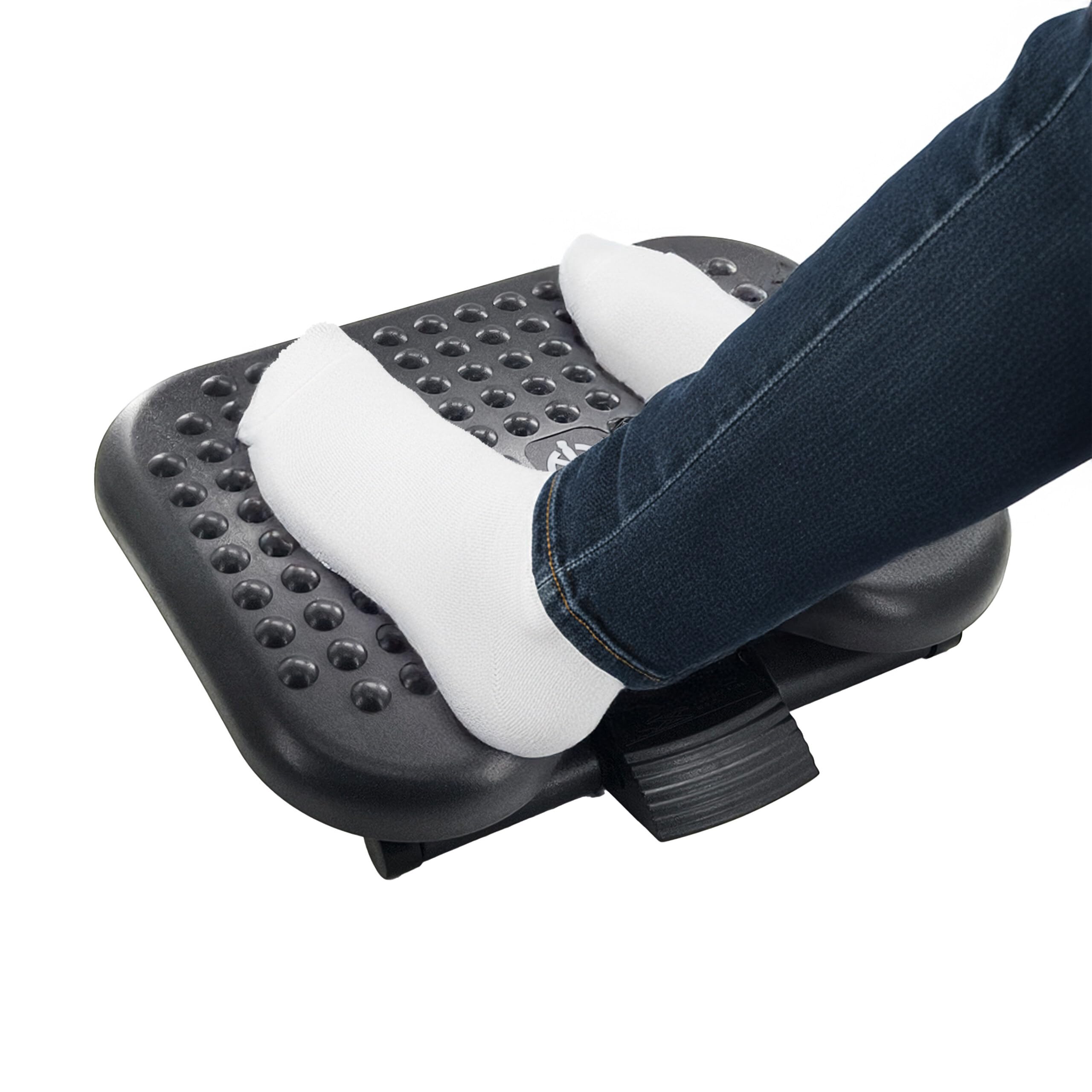 Relaxdays Podnóżek biurkowy, 3-stopniowa regulacja wysokości, pochylenie, funkcja masażu, ergonomiczny podnóżek, czarny
