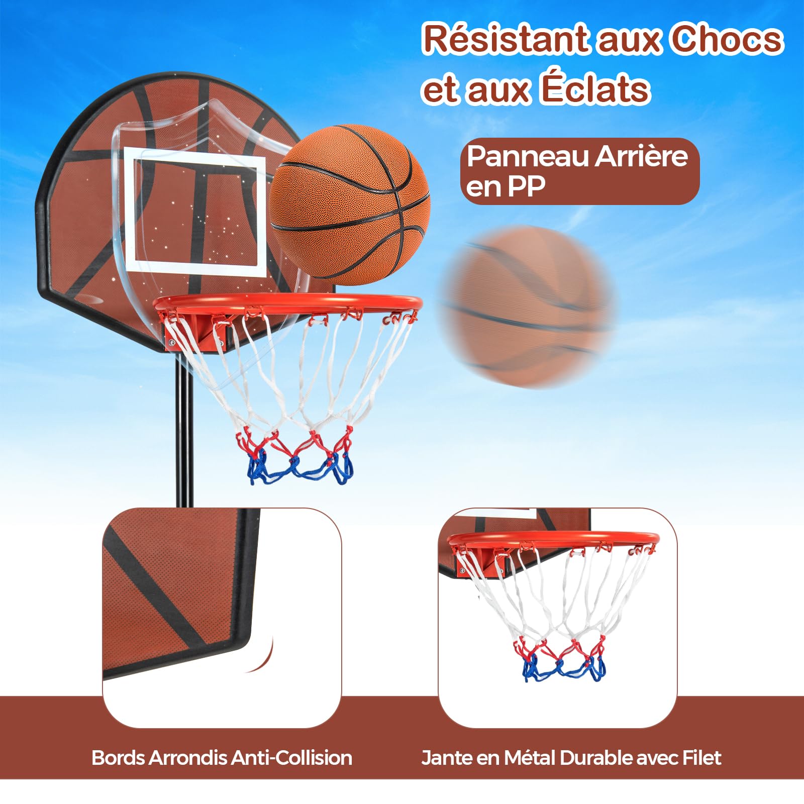 GYMAX 2-en-1 Panier Basket Enfants 3-10 Ans, avec Cible de Fléchettes, Hauteur Réglable 96/146cm, Base Remplissable Stable, 6 Fléchettes, pour Intérieur et Extérieur, pour Garçons et Filles