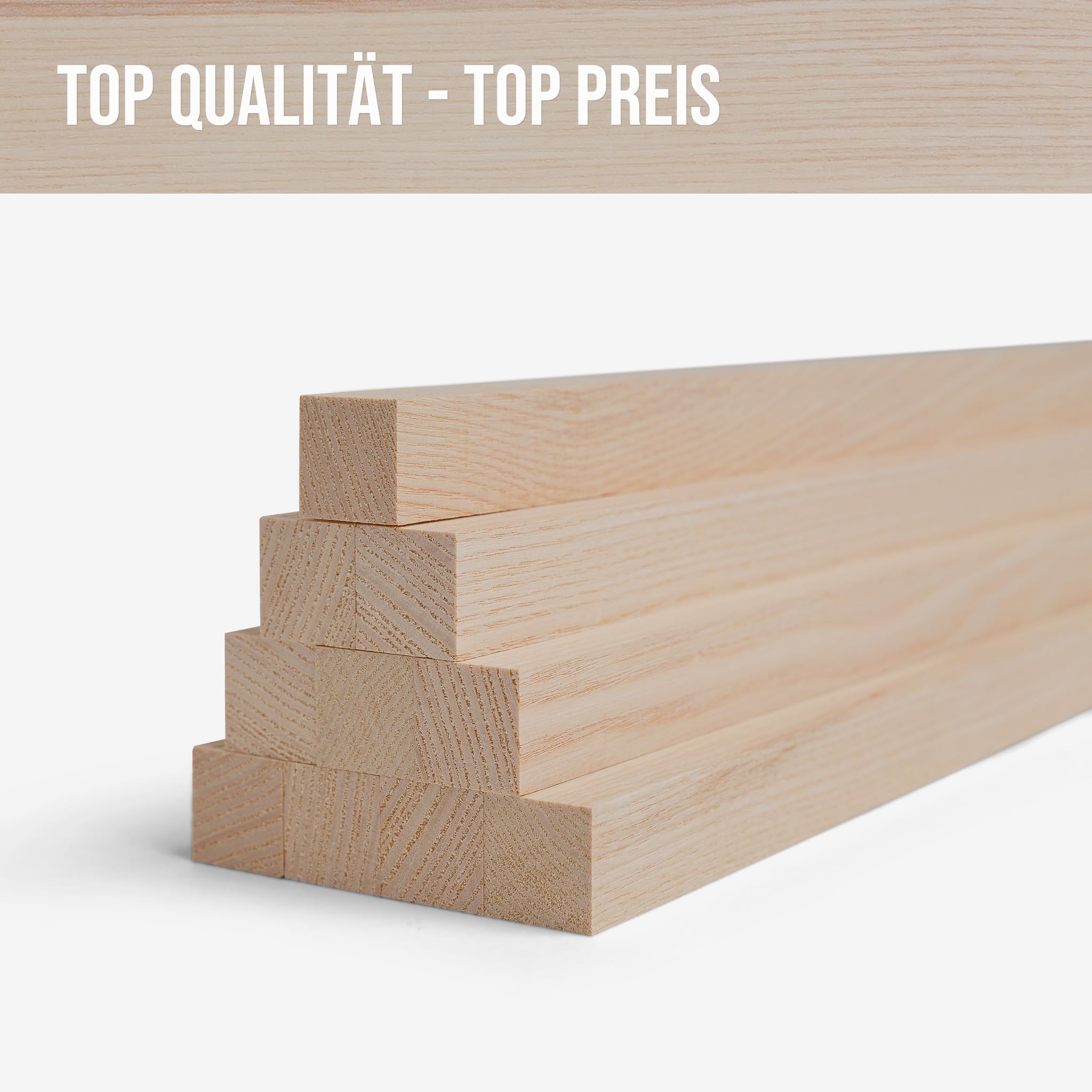 10er‑Set Holzleisten Esche gehobelt 40 × 40 × 500 mm – Massivholzleisten naturbelassen & verleimfertig – für Möbelbau, Innenausbau & DIY‑Projekte