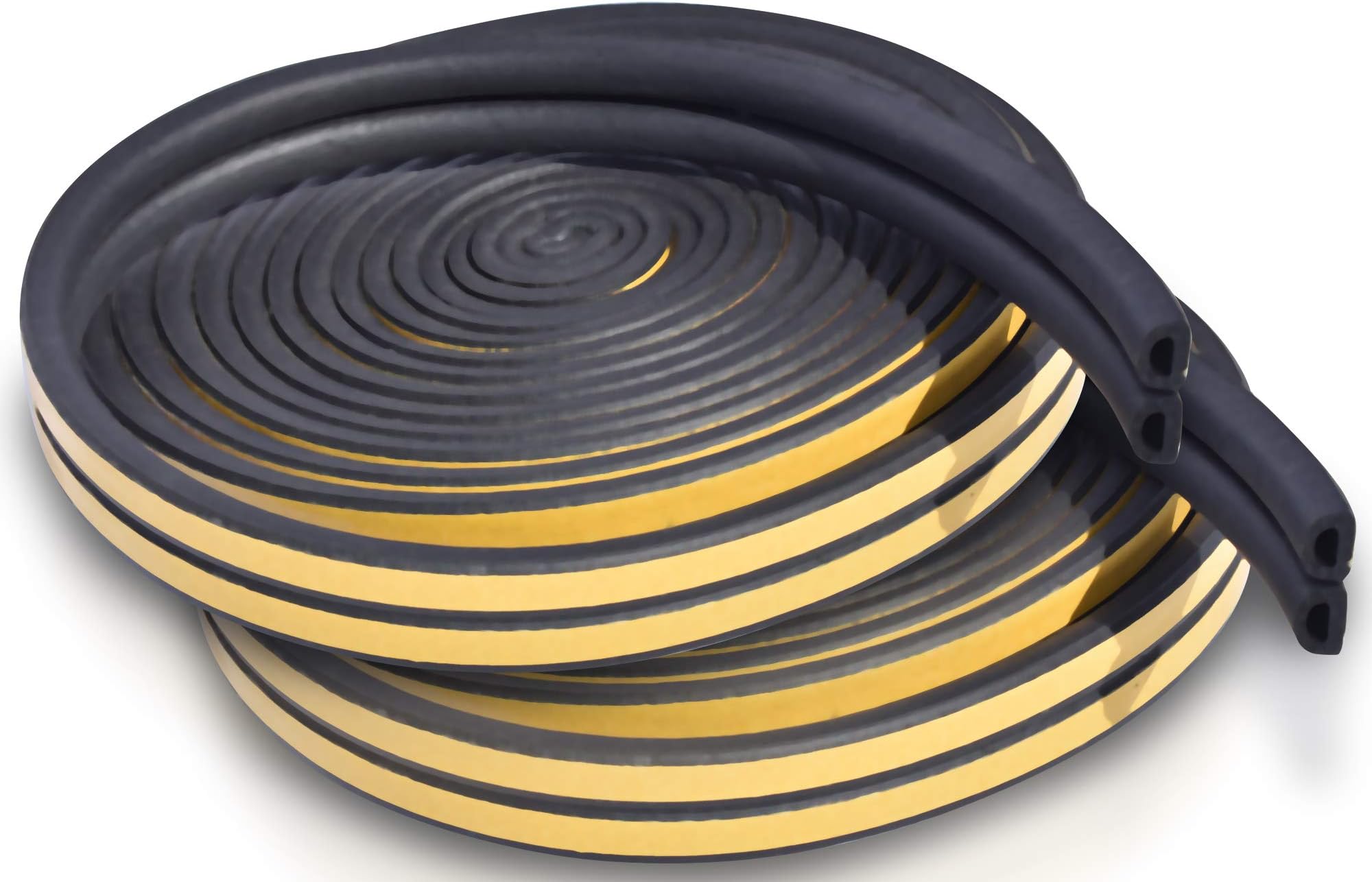 Door and Window Foam Seal Tape 2 Pack: Self-Adhesive EPDM Draft Stopper for Indoor and Outdoor Door Insulation Weather Strip, Gap Draught Blocker, Soundproofing Tape(10ft x 4 Seals - Black)