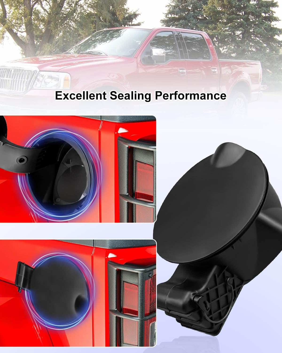 Fuel Filler Gas Door Lid Housing Pocket & Door Cap Kit Fit for Ford F150 Lincoln Mark LT 2004-2008 Replace 4L3Z-9927936-BA 924-801 4L3Z9927936BA 924801, Gas Tank Cap Door Hinge
