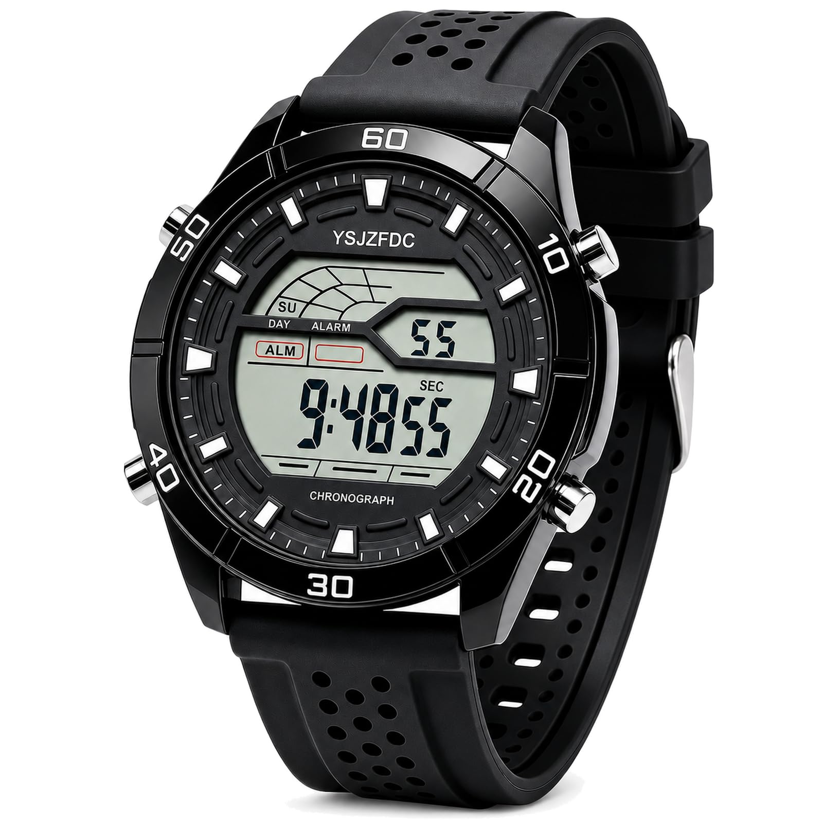 Men's 50mm Large Face Digital Sport Watch with EL Backlight