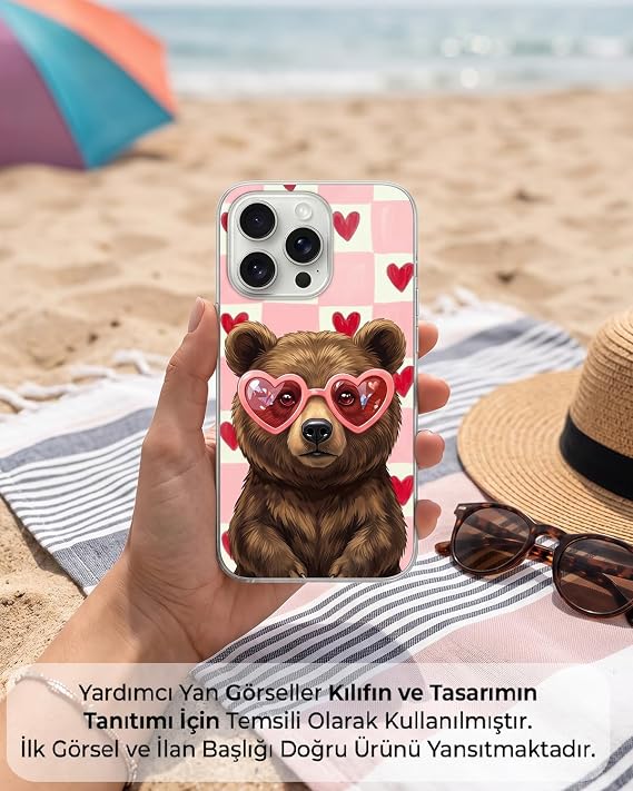 PrintiFy Samsung Galaxy A36 ile Uyumlu Pembe Pötikare Serisi Kocaman Sevgi Tasarımlı Uv Baskılı Köşe Korumalı Antişok Kılıf
