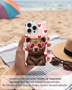 PrintiFy Samsung Galaxy A36 ile Uyumlu Pembe Pötikare Serisi Kocaman Sevgi Tasarımlı Uv Baskılı Köşe Korumalı Antişok Kılıf