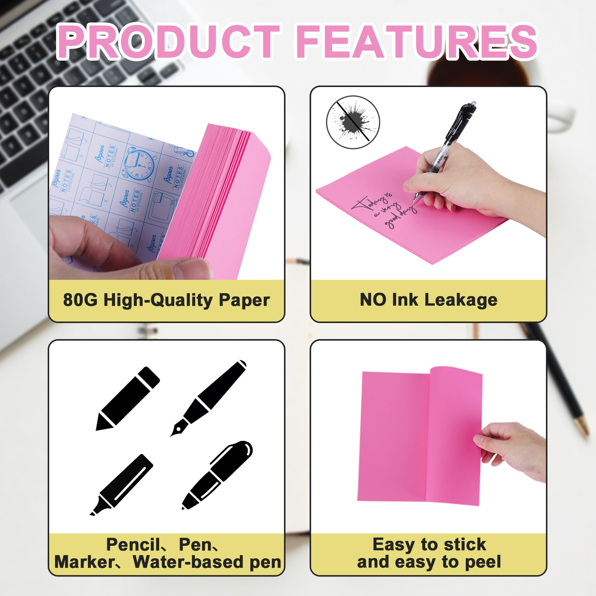 Extra Large Sticky Notes 8X6 Inches, 4 Brilliant Colors Self-Stick Pads, Strong | UK