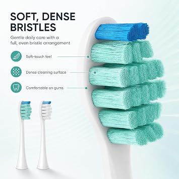 Replacement Toothbrush Heads Compatible with TAO Clean Sanitizing Sonic Electric Toothbrush, 16Pack Whitening Brush Heads Refills, Medium Bristles, White