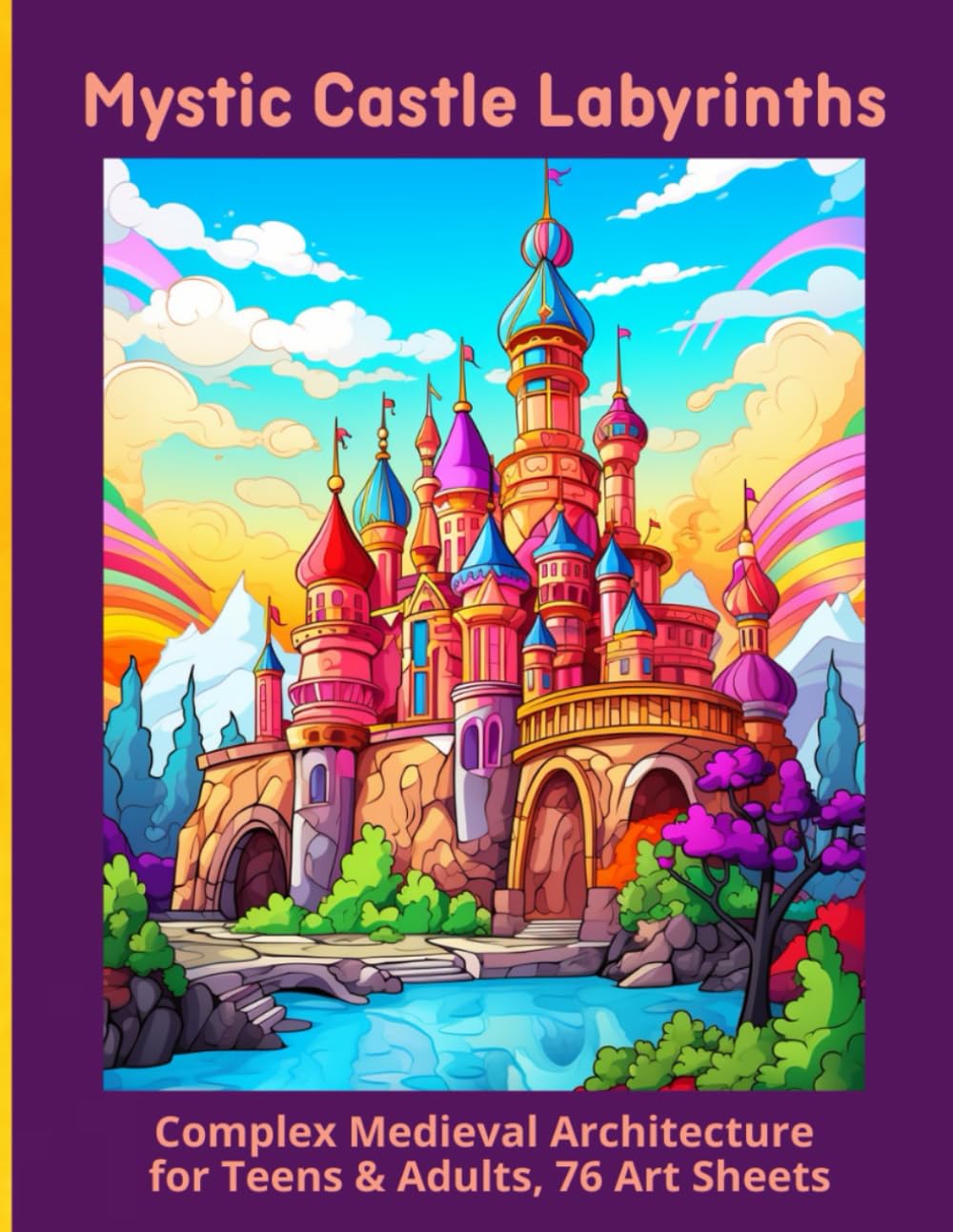 Mystic Castle Labyrinths: Complex Medieval Architecture for Teens & Adults, 76 Art Sheets