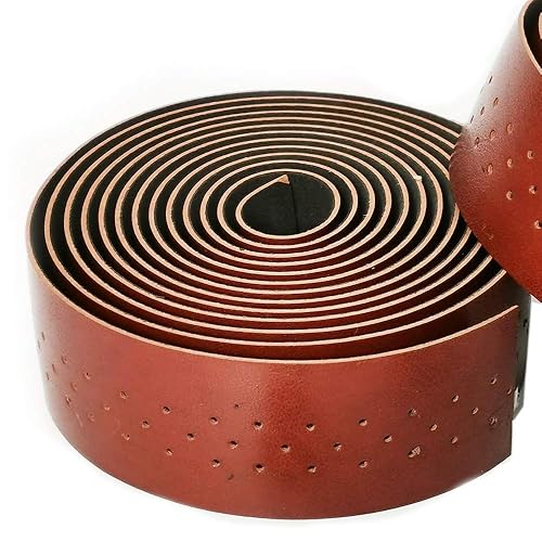 Miniatura 2 de UPANBIKE Cinta de manillar de bicicleta con estomata de cuero sintético de lujo para bicicleta de carretera con engranaje fijo (2 unidadesjuego)