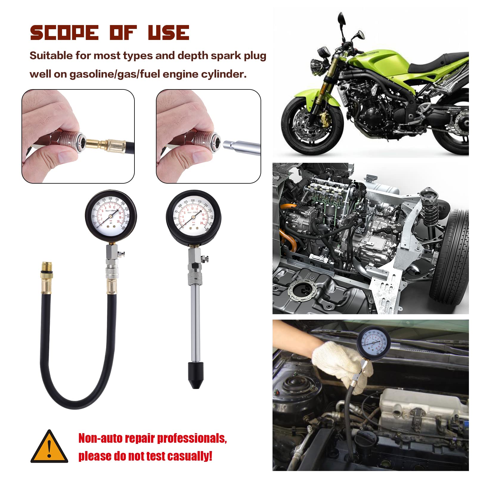 Tester Compressione Motori - Kit Per Test Cilindri Benzina E Diesel - Foto 4