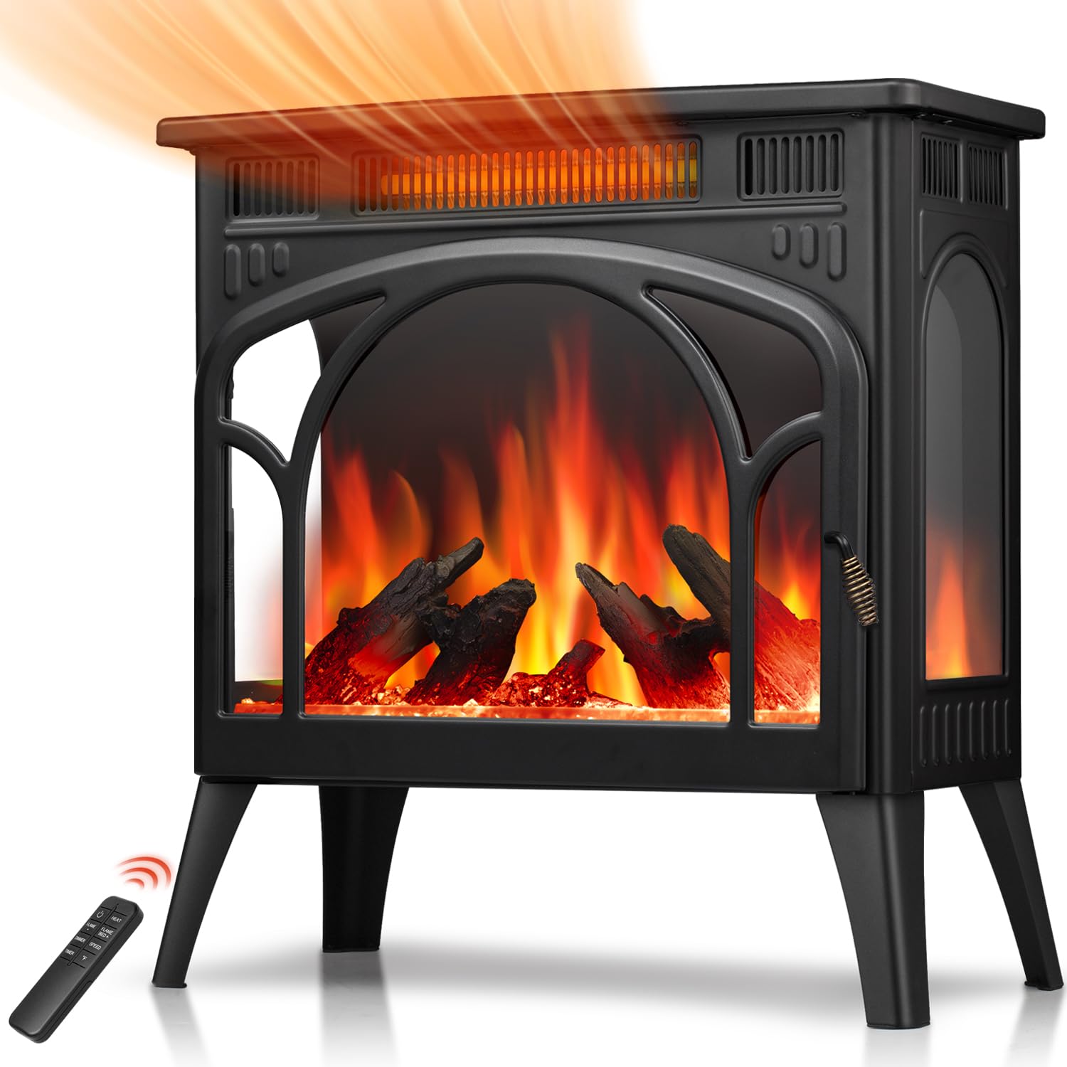 Amazon.com: R.W.FLAME Electric Fireplace Heater, 25 Freestanding Fireplace  Infrared Stove 1000W/1500W, 3D Realistic Flame Effects, Adjustable  Brightness and Heating Mode, Overheating Safe Design : Home u0026 Kitchen
