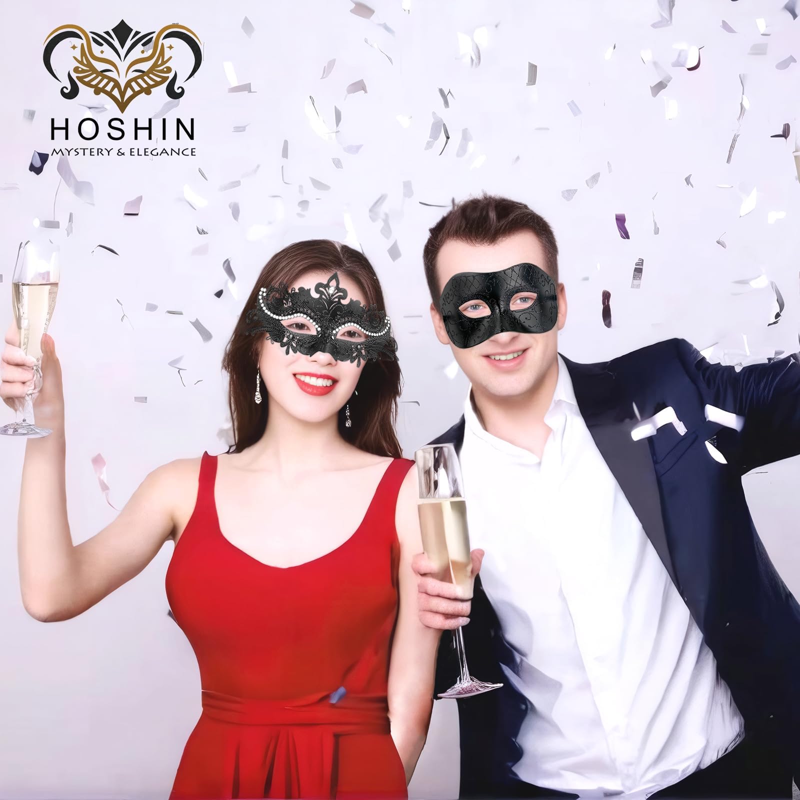 Hoshin Maschera veneziana per coppia, Mardi Gras Deecorations, maschere veneziane da donna