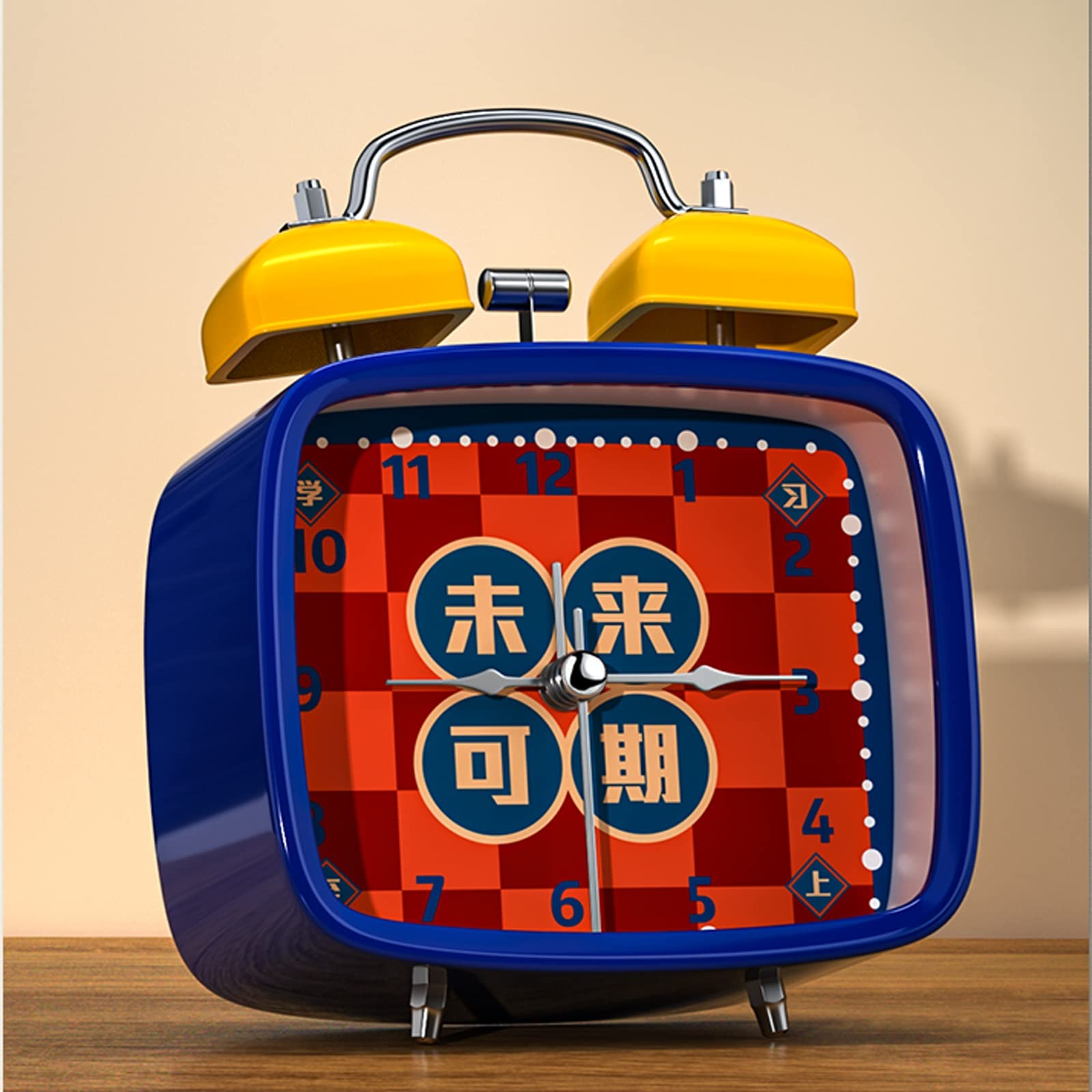 Despertador, Reloj despertador retro de 7, 6 cm, funciona con pilas, luz(B)