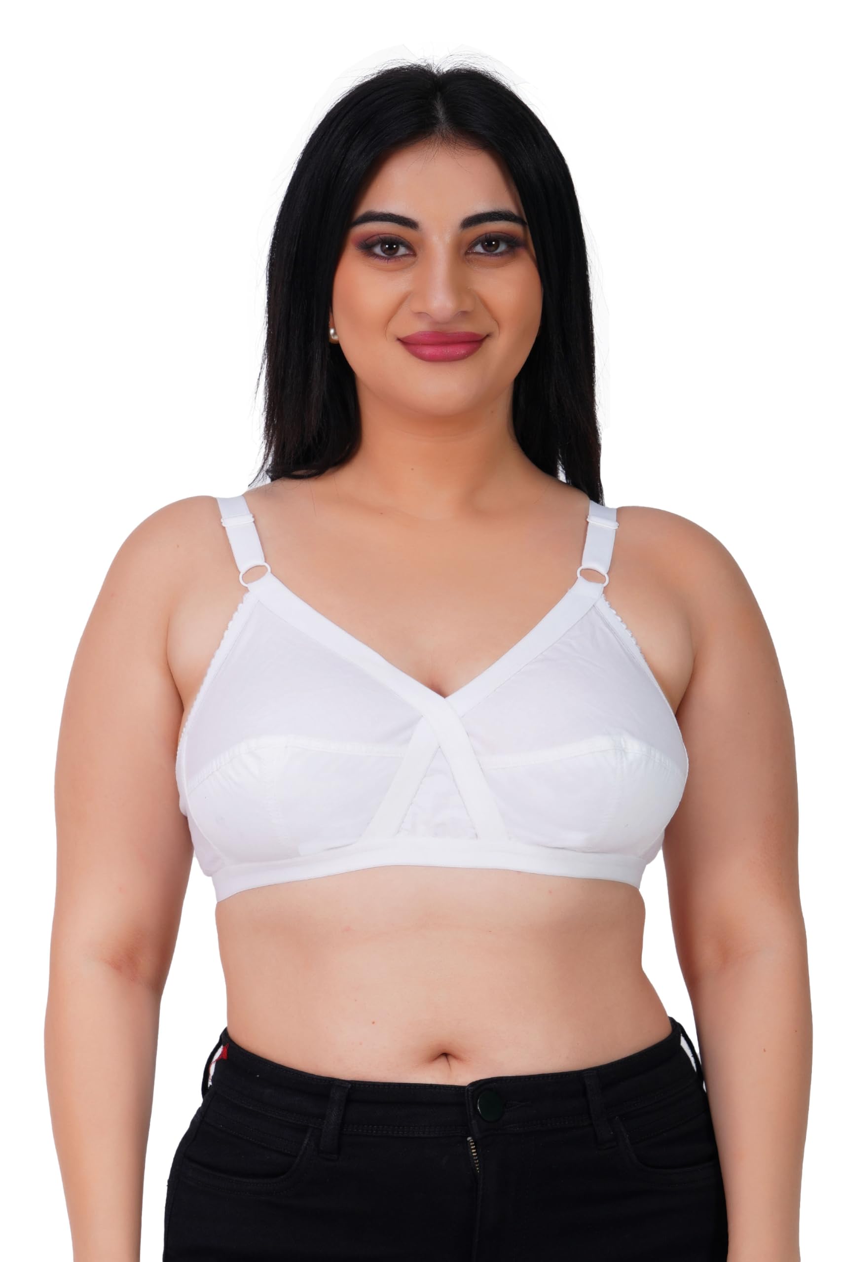 Cotton Bra for Women Plus Size Full Coverage Wirefree T-Shirt Bra-image-15