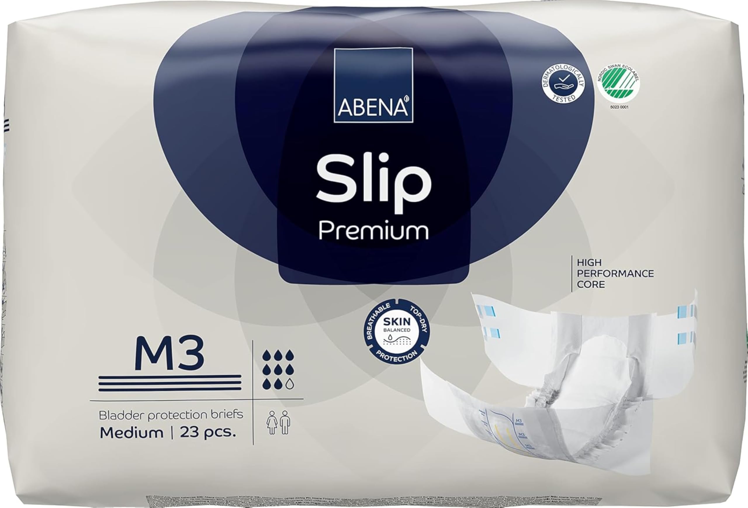 ABENA Slip Premium All-In-One Incontinence Pads For Men & Women, Eco-Labelled - Medium 3, 70-110cm Waist, 3100ml Absorbency, 23PK