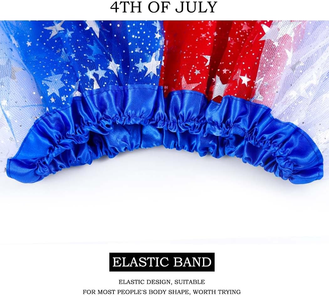 Light Up 4th of July Tutu Skirt Sparkly Independence Day Tutu Skirts Layered Tulle Dance Skirt for Women and Girls