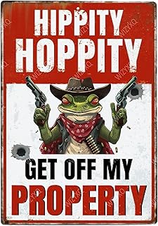 Wall art Funny iron posterss Hippity Hoppity Get Off My Property Vintage posters Retro Wall Decor for Home Office Farmhous...
