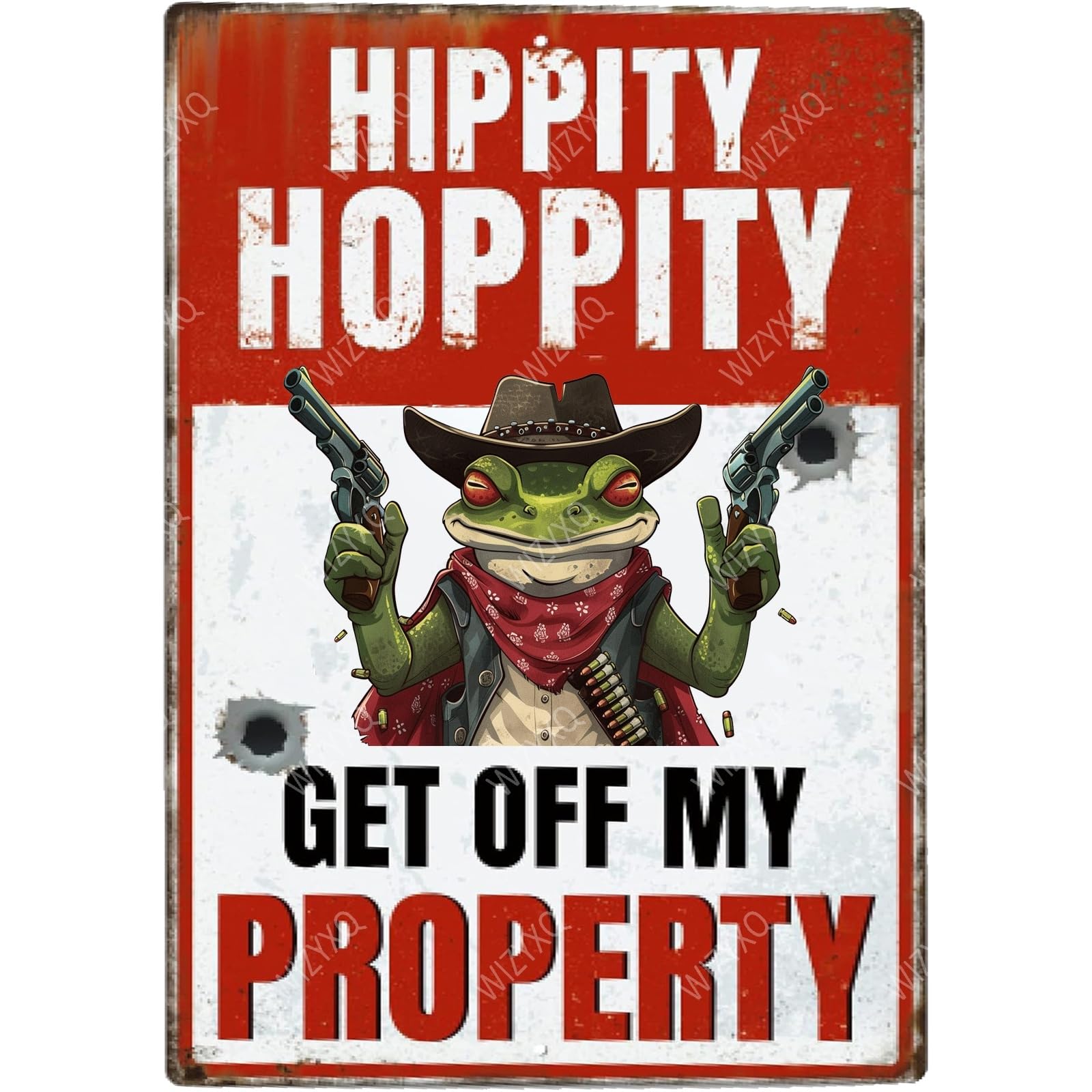 Funny Metal Signs Hippity Hoppity Get Off My Property Vintage Tin Sign Retro Wall Decor for Home Office Farmhouse Yard Garden Shop Cafe Indoor Outdoor 8×12 Inches