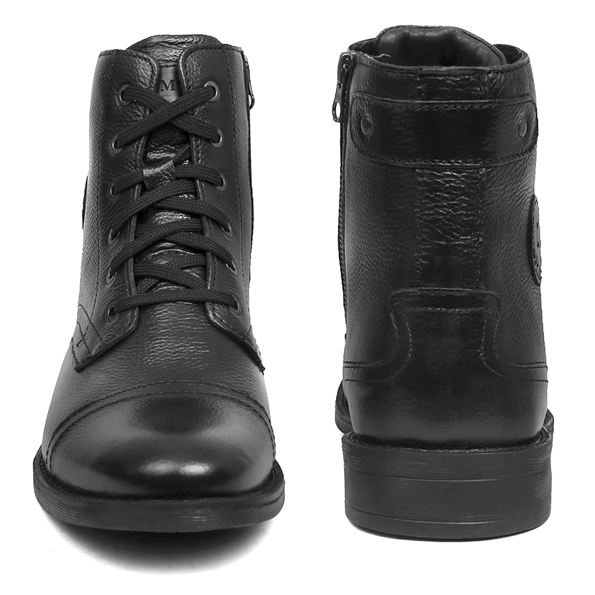 Zoom Shoes A5200 Men's Genuine Leather High Ankle Boots | Stylish Lace-Up Design | Cushioned Insole for Comfort | Durable & Trendy for Everyday Wear Black 2