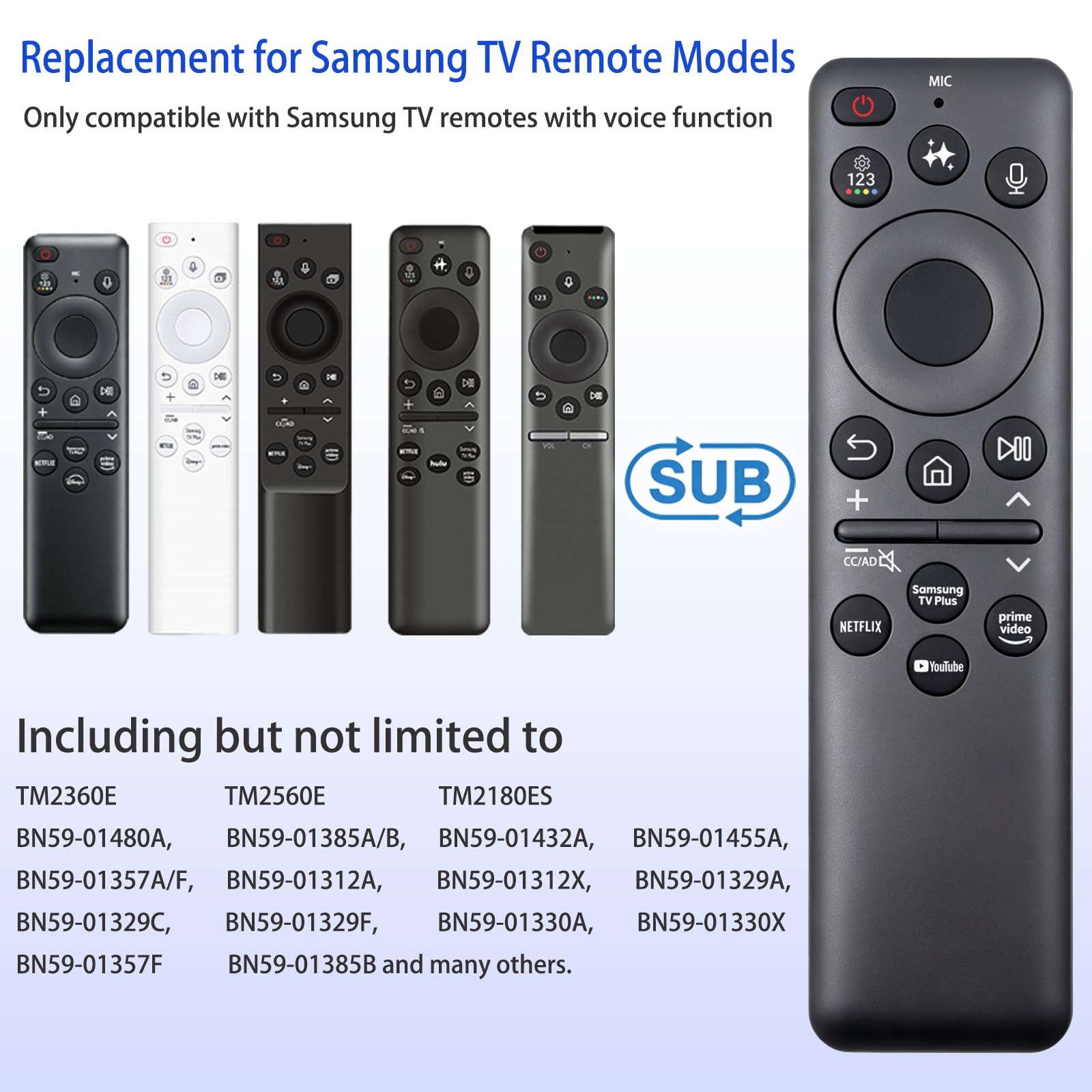 BN59-01480A TM2560E - Mando a distancia solar de voz para TV compatible con televisores Samsung | Para Neo QLED OLED 4K/8K The Frame The Serif UHD Series 2023-2026