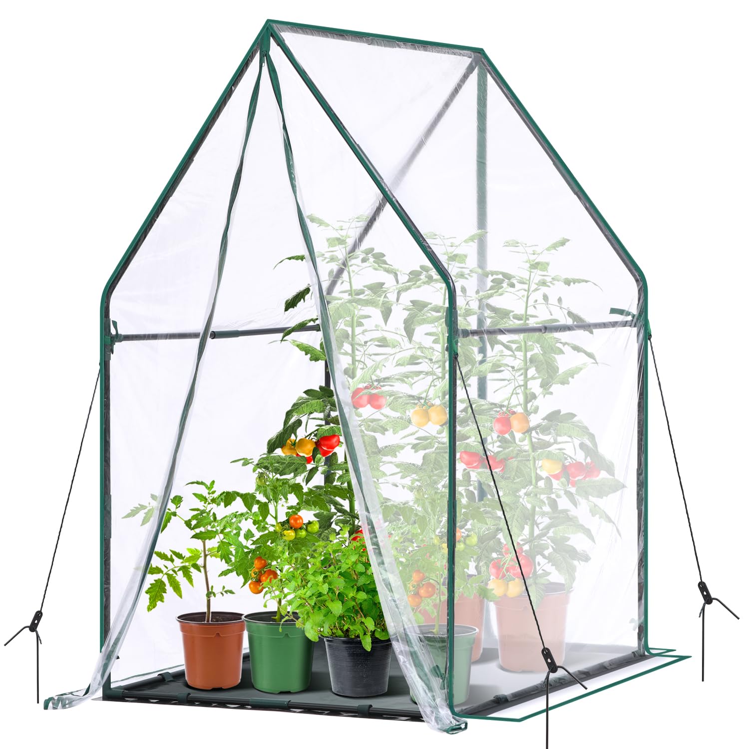 Mini Greenhouse for Indoor Outdoor: Ohuhu Portable Green House with Waterproof Pad for Small Plants Nursery Germination, 36"x36"x58.5" Heavy-Duty PVC Cover Tent Humidity Dome Seedling Accessory