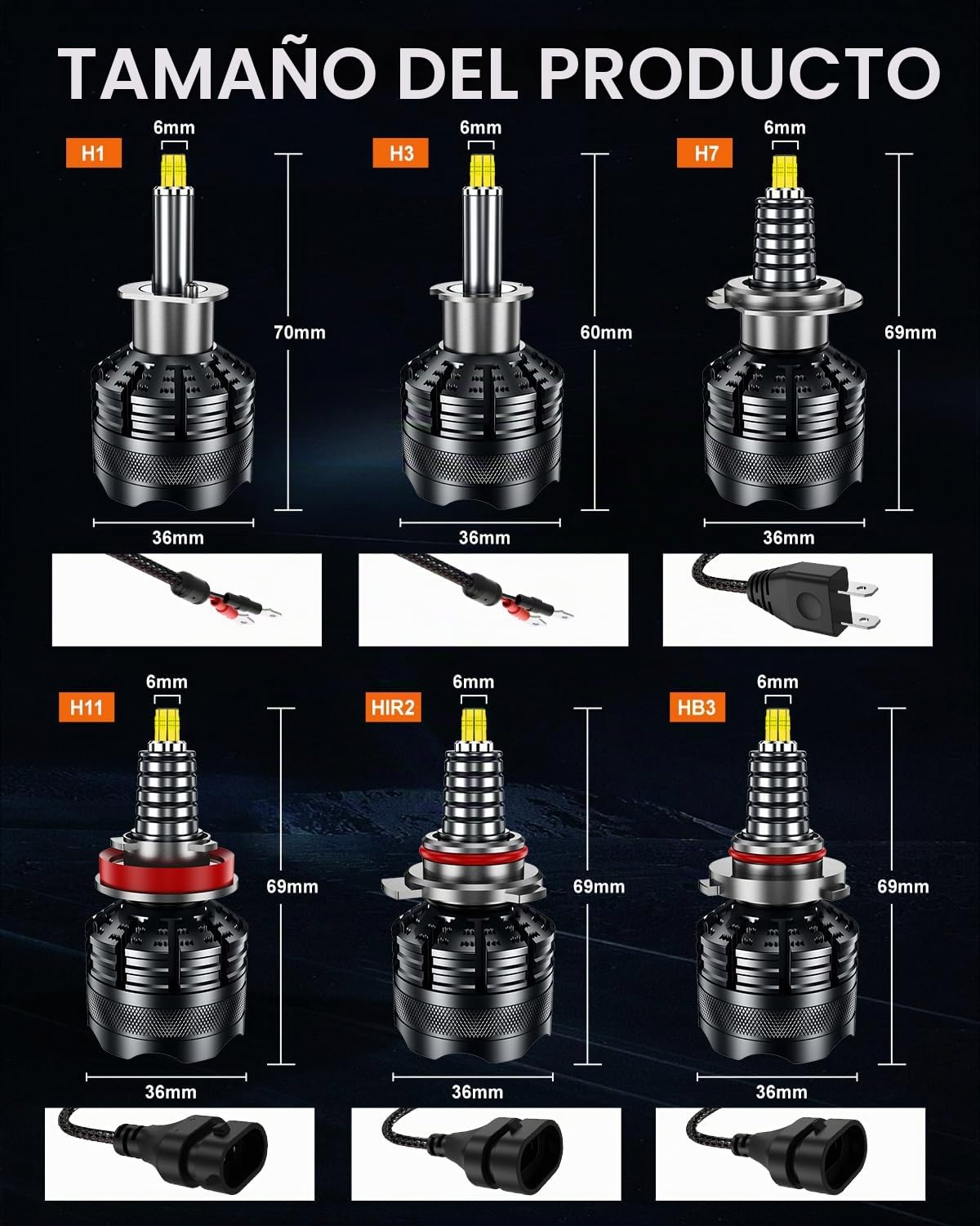 Bombillas HB3/9005 LED,360° 96 CSP Chips 8 Caras 800% Más Brillante Bombilla 30000LM 150W 6500K Blanco LED HB3 Coche y Moto Para Canbus Sin Errores,Lmpermeable IP68 Plug And Play,Juego De 2