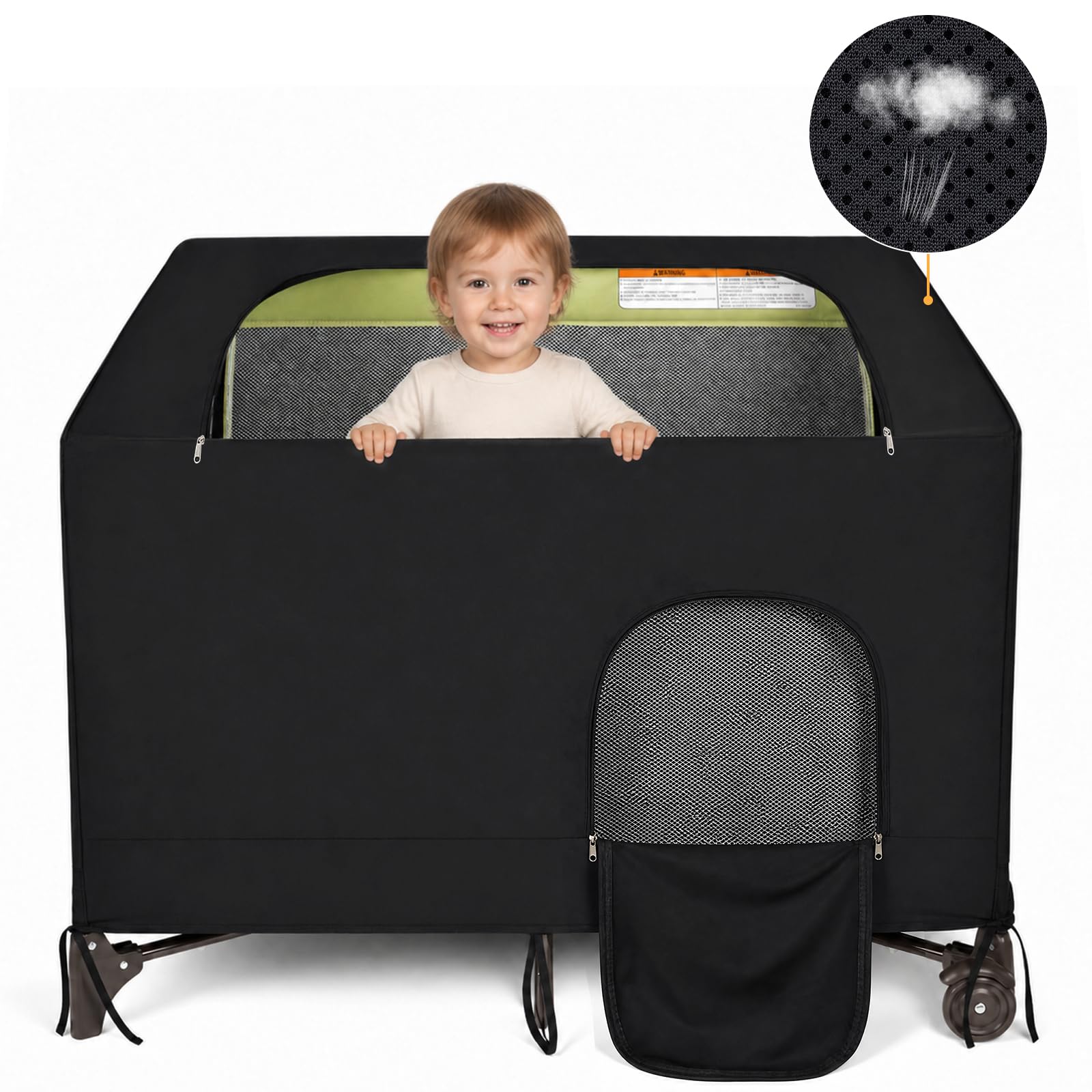 WANRU Pack and Play Blackout Cover, Ventilated Climb Protection