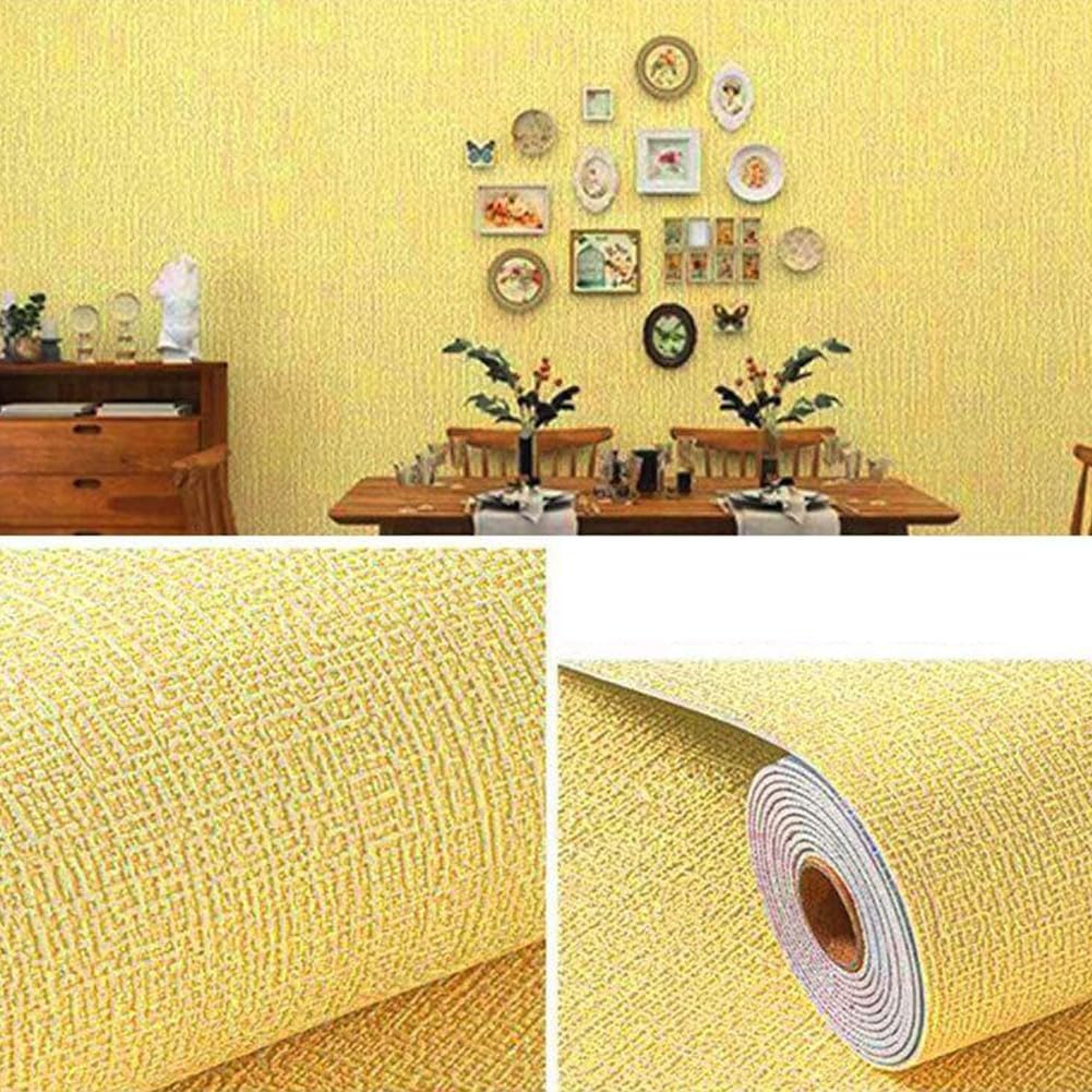 Autocollant mural 3D en mousse de lin texturé jaune lavable et souple