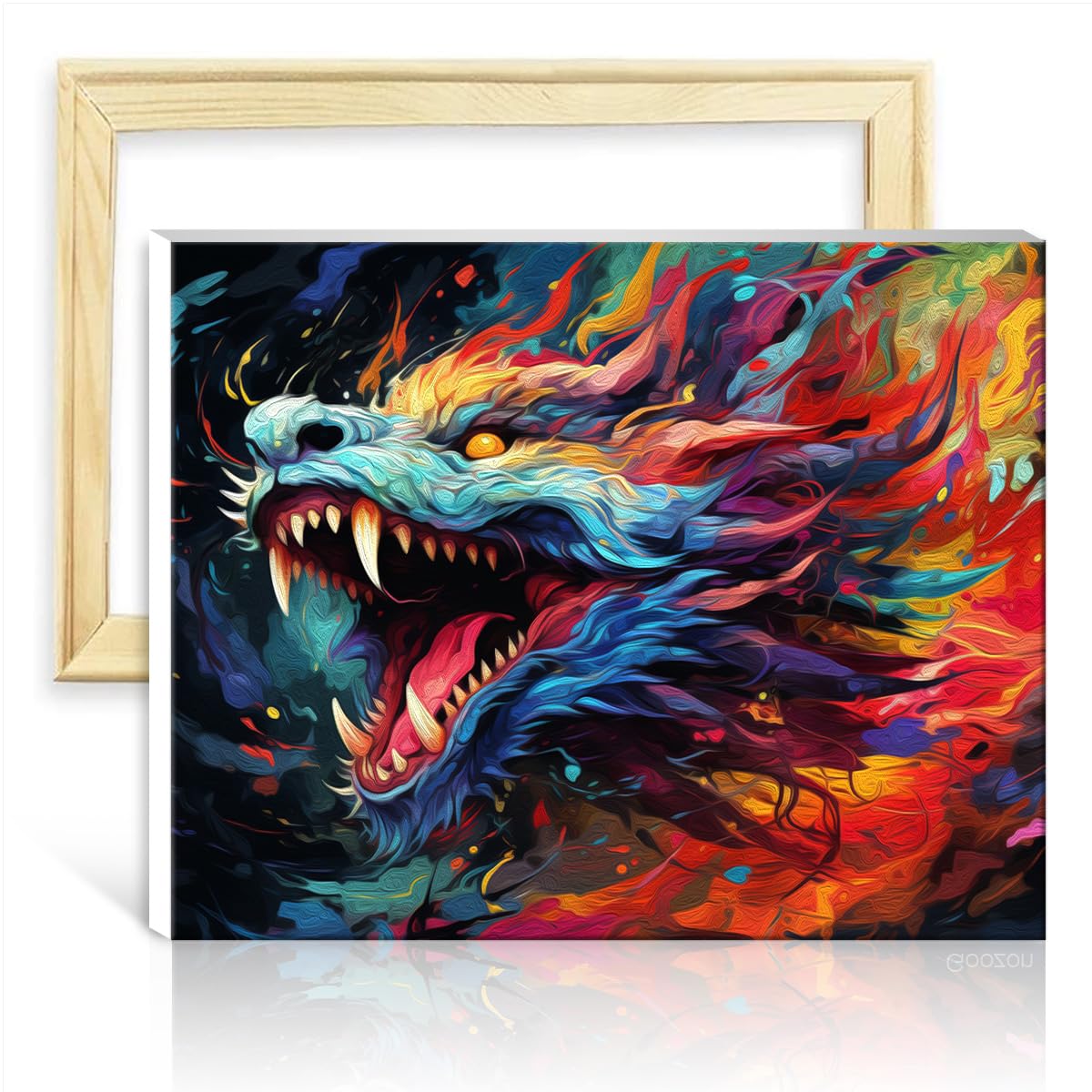 TANGFEIY on Canvas Paint by Numbers Dragon Canvas Painting Adults Acrylic Number with Paintbrushes Number Painting Anti Stress Toys NO Frame(50x65cm)