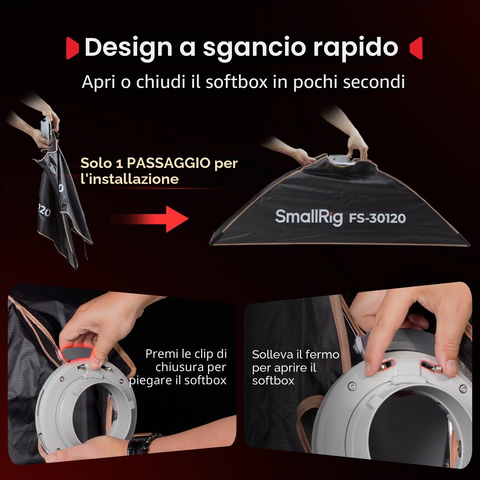 SMALLRIG FS-30120 Quick-Setup Folding Strip Softbox 5370