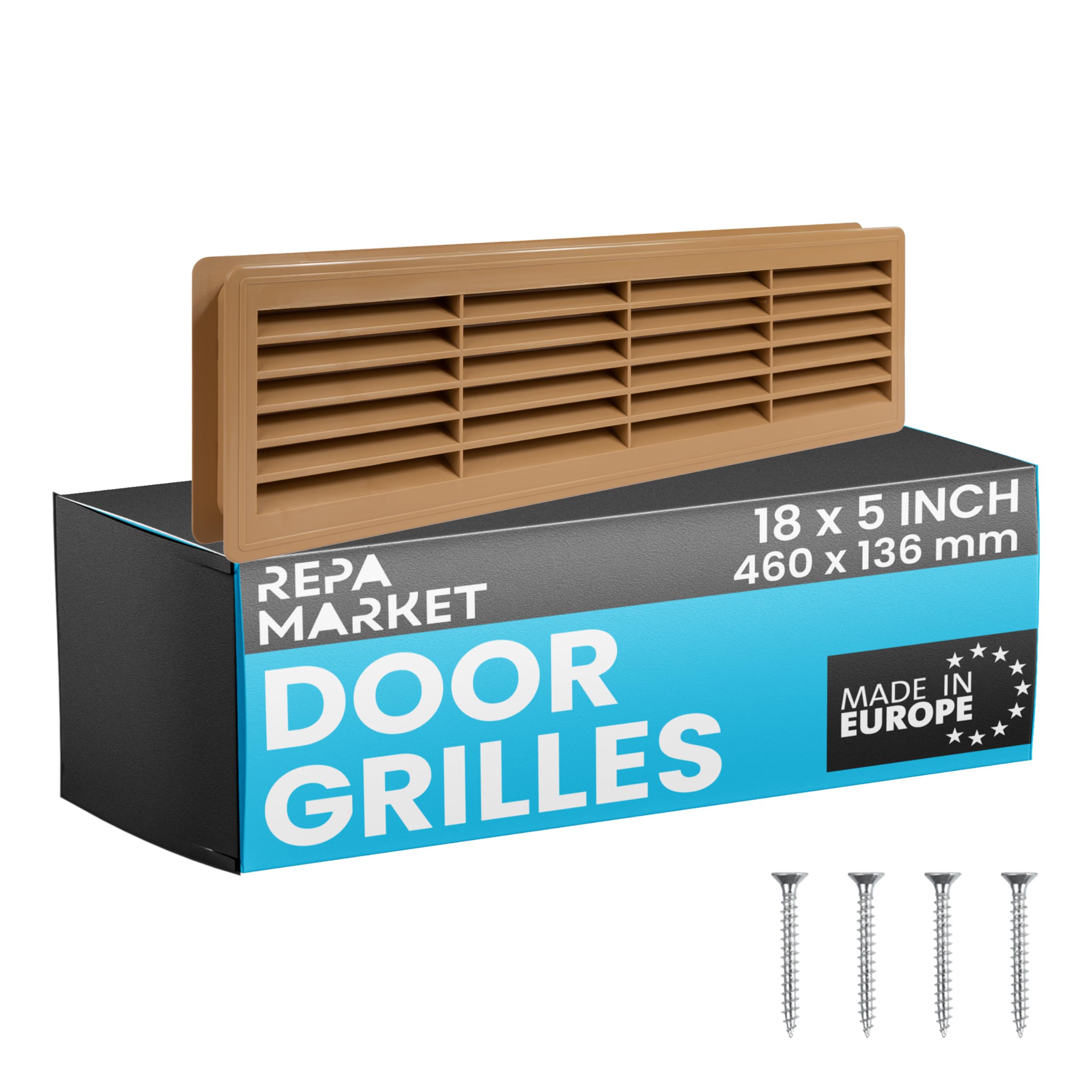 Photo 1 of Repa Market 18" x 5" Inch (Outer Size) Oak Tree Plastic Louvered Door Vents for Interior Doors – 2 Sided Two Way Door Air Return and Intake Cover – Door Air Vent Grille Rectangular Door Vent