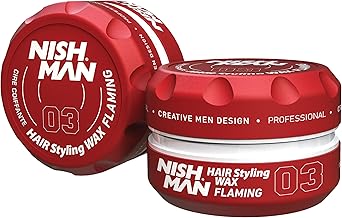NISHMAN Cera de Peinado para Hombres 03 – Flaming 150g – Aroma a Mango – Acabado de Brillo Natural – Fijación Fuerte – Gel para el Cabello Aqua Wax – Control y Definición Duraderos