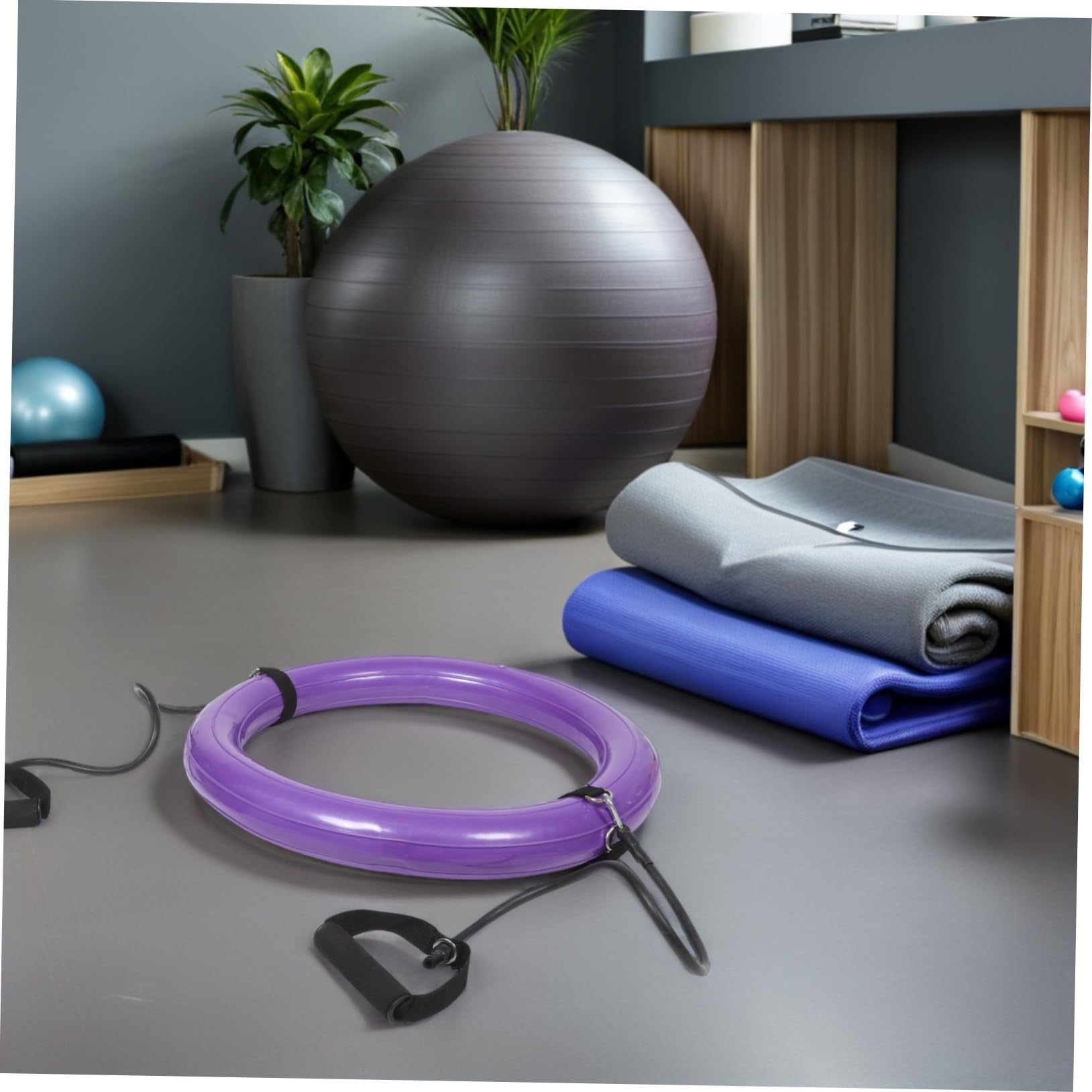 BESTonZON Base per Palla Yoga 60cm in PVC, Supporto Stabile Antiscivolo | Maniglia, Design Rinforzato Anti-scoppio, Tonalità Porpora, per Pratica Domestica e Home Gym