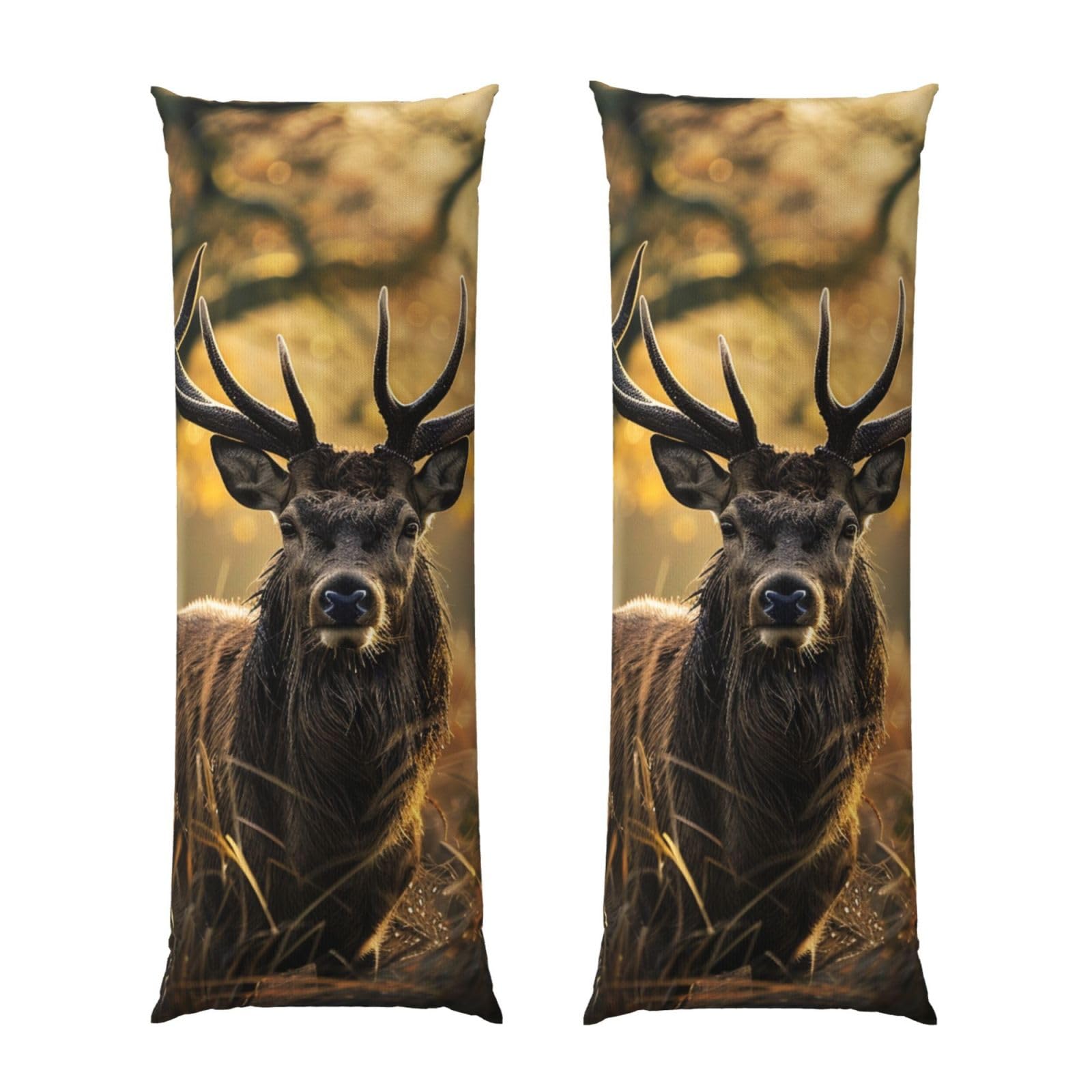 Body Pillow Cover 20x54 Inch, Antler Red Deer Print Long Lumbar Pillow Case with Zipper Long Body Pillowcase Decorative for Bed Sofa Bedroom